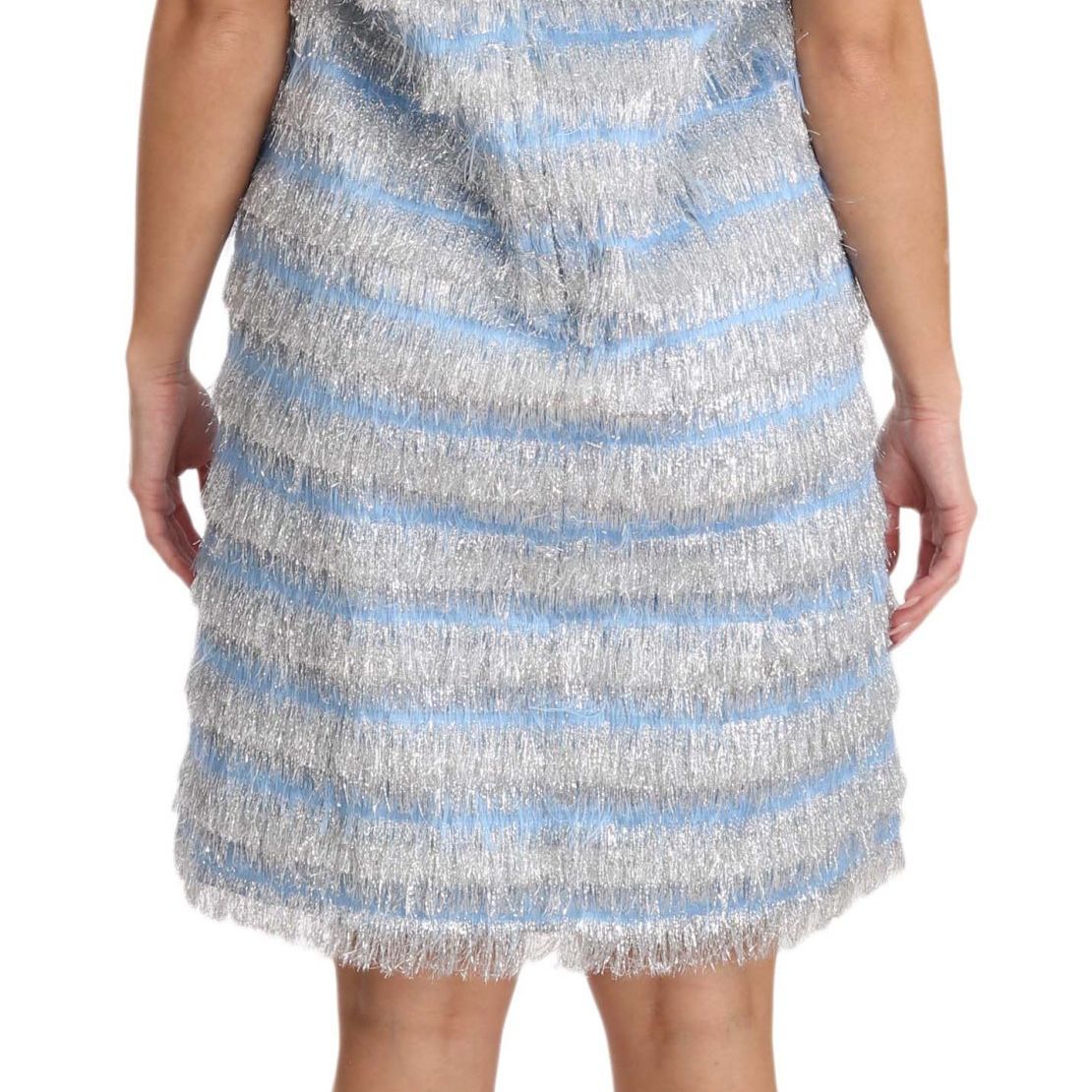 Dolce & Gabbana Light Blue Silver Shift Gown Dress