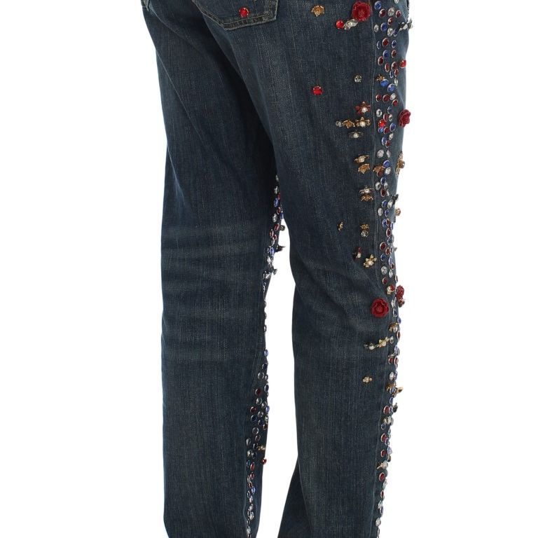 Dolce & Gabbana Crystal Roses Heart Embellished Jeans