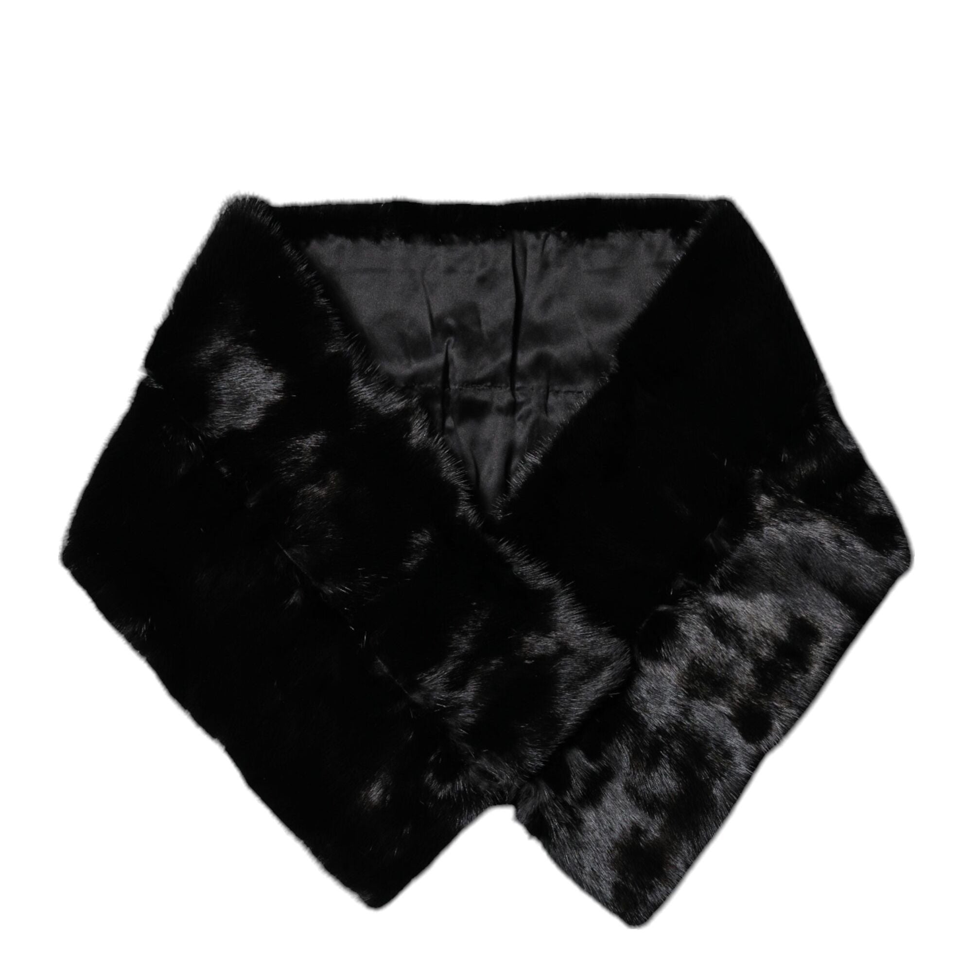 Dolce & Gabbana Black Fur Shawl Neck Wrap Cover Collar Scarf
