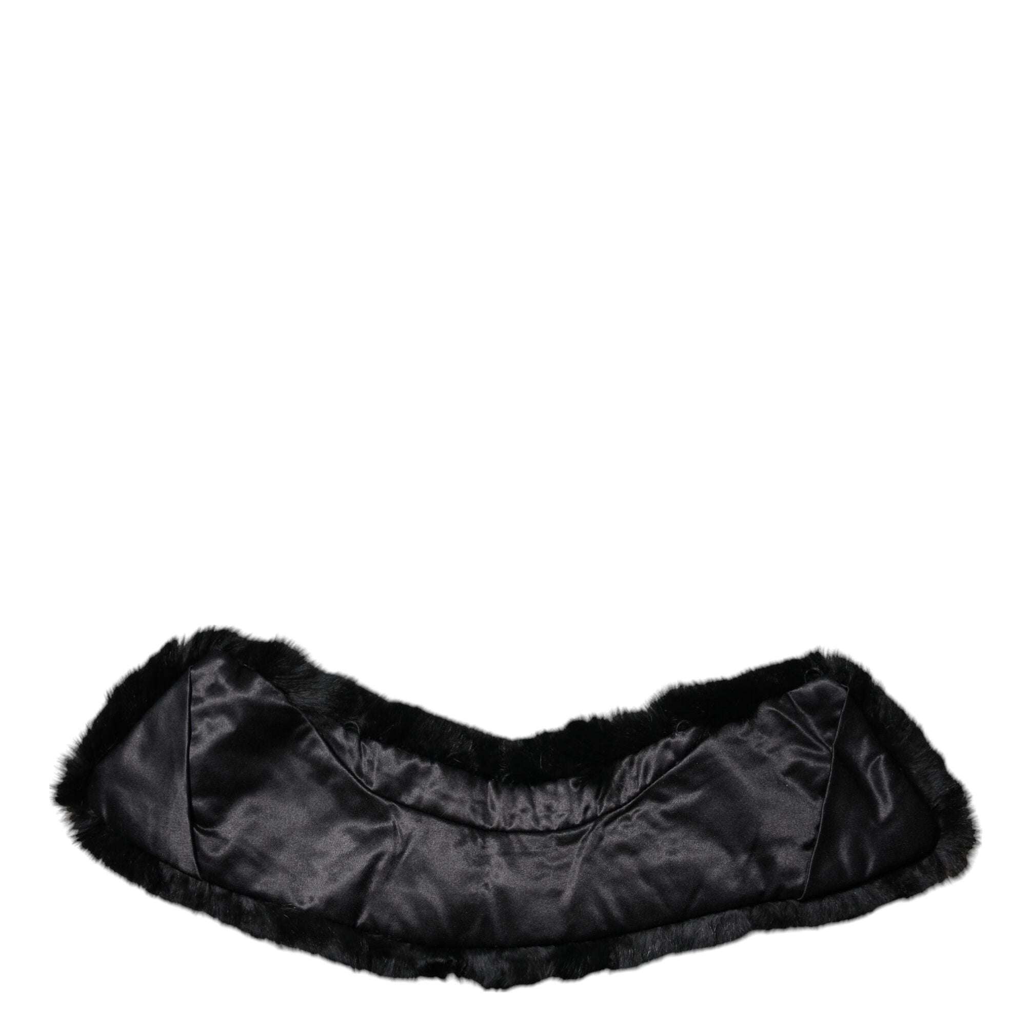 Dolce & Gabbana Black Lamb Fur Collar Women Neck Wrap Scarf
