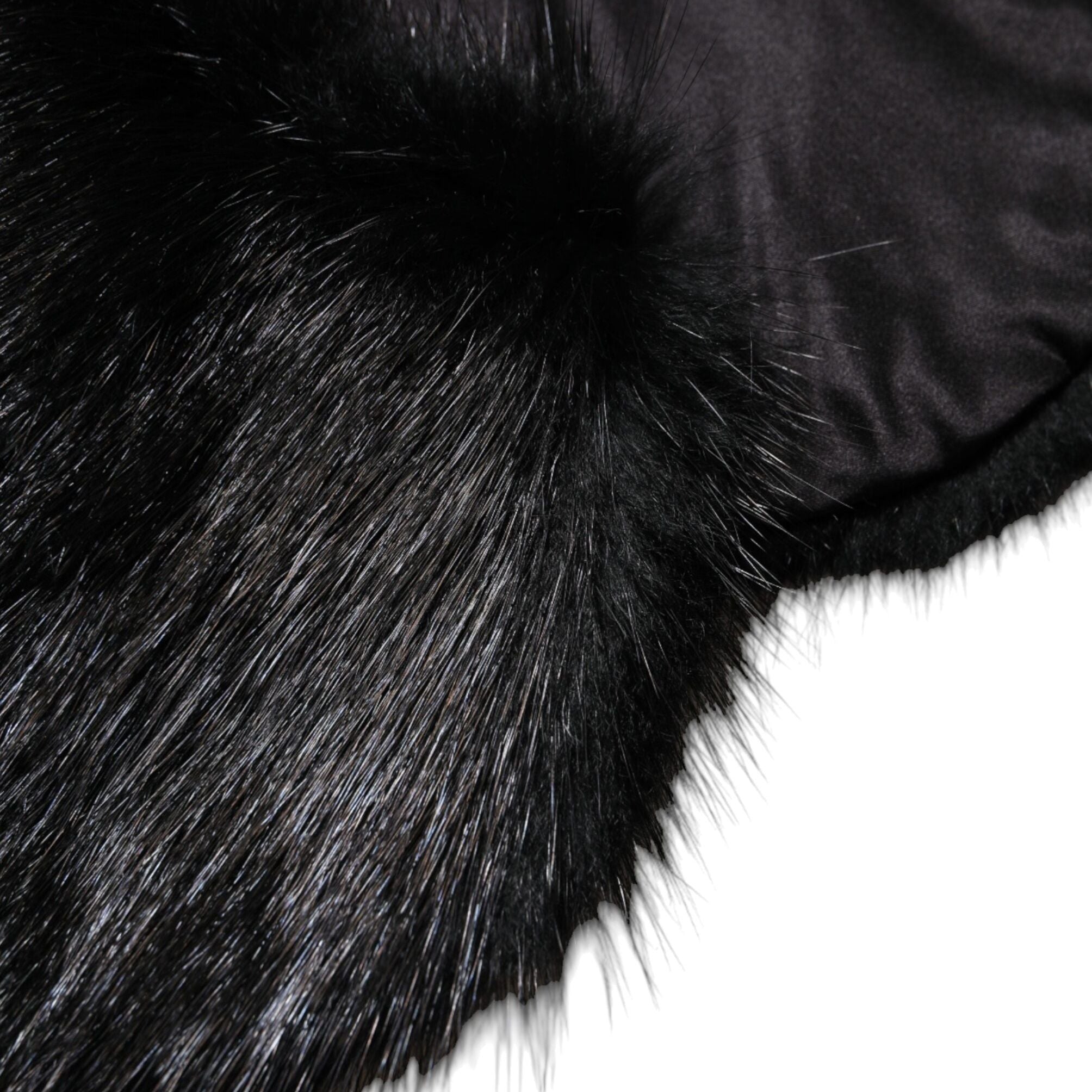 Dolce & Gabbana Black Fur Shawl Neck Wrap Cover Collar Scarf