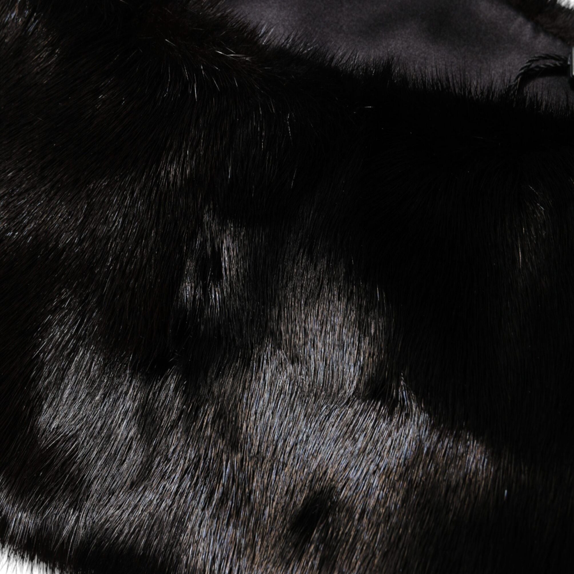 Dolce & Gabbana Black Fur Shawl Neck Wrap Cover Collar Scarf