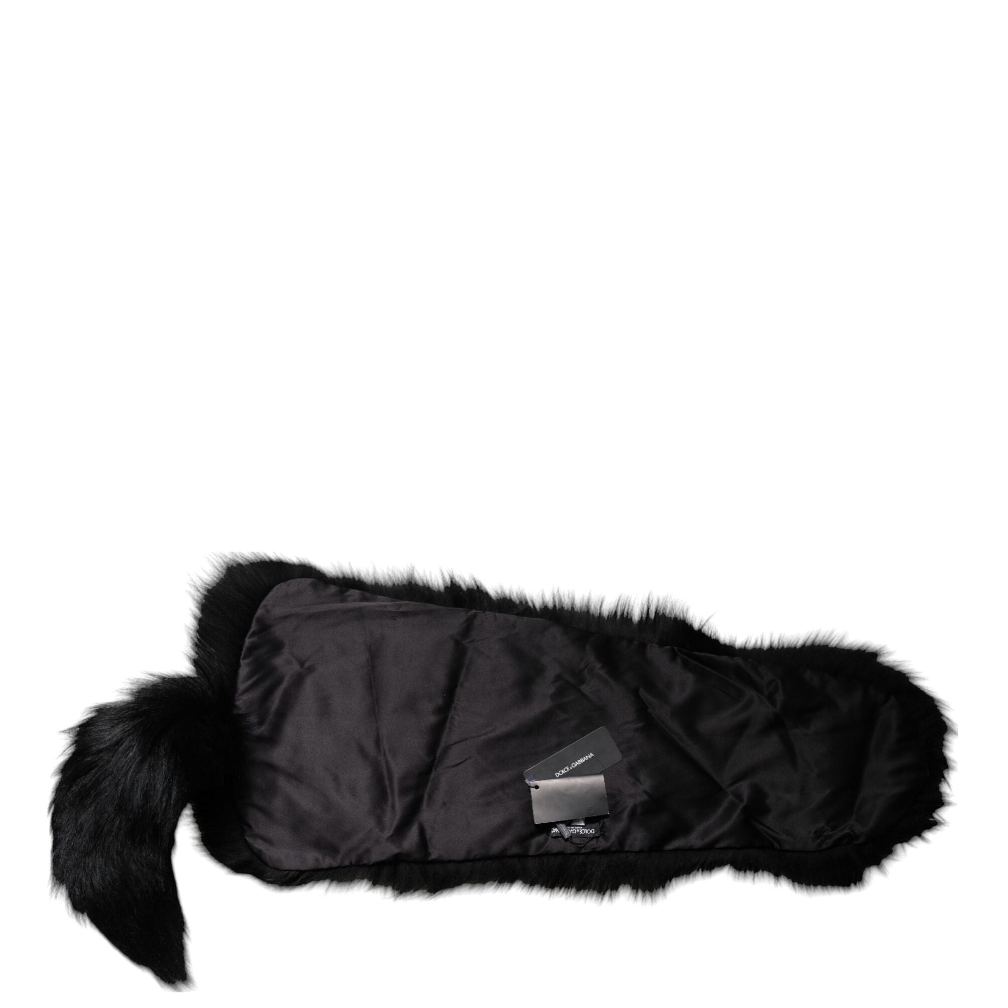 Dolce & Gabbana Black Fox Fur Neck Wrap Warmer Winter Scarf