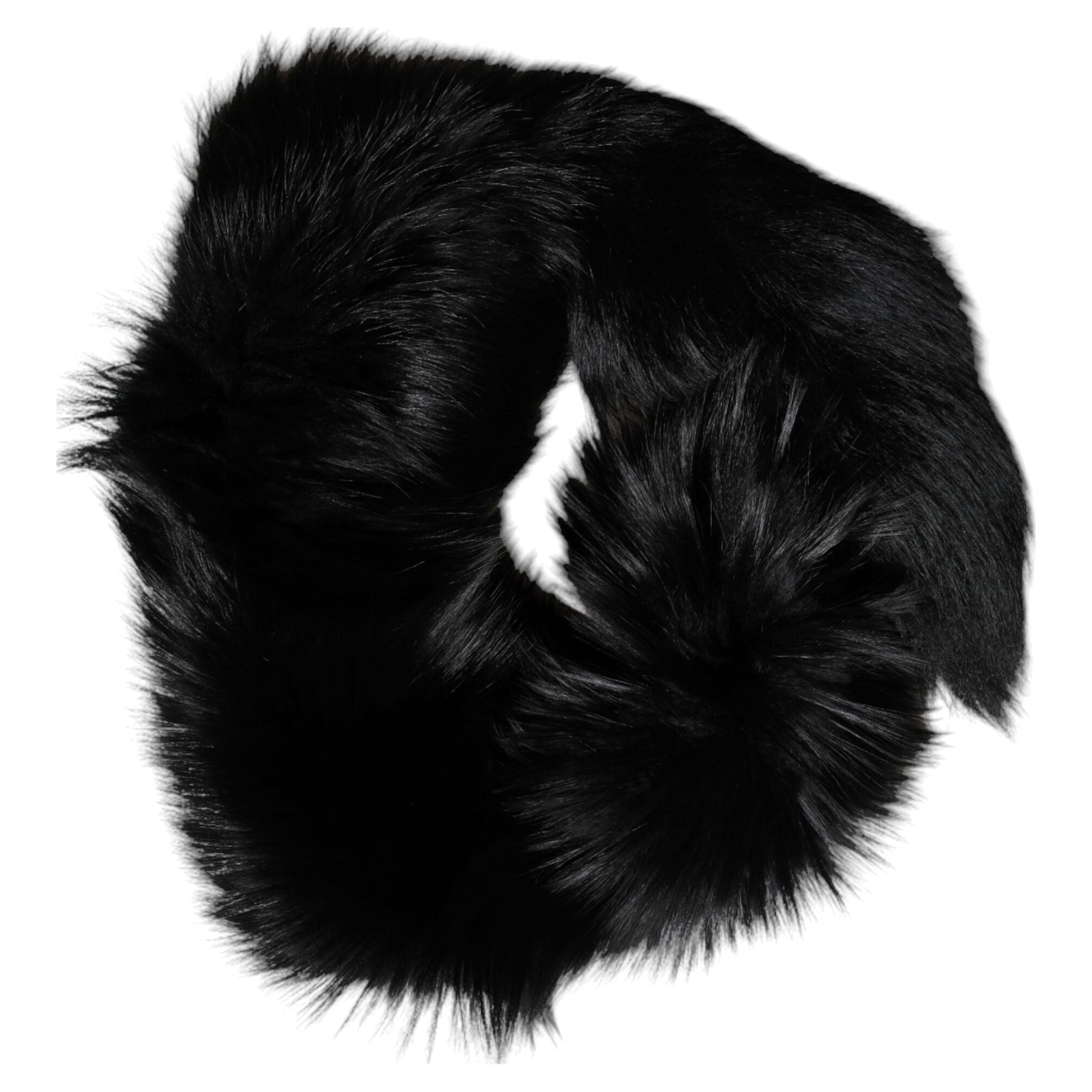 Dolce & Gabbana Black Fox Fur Neck Wrap Warmer Winter Scarf