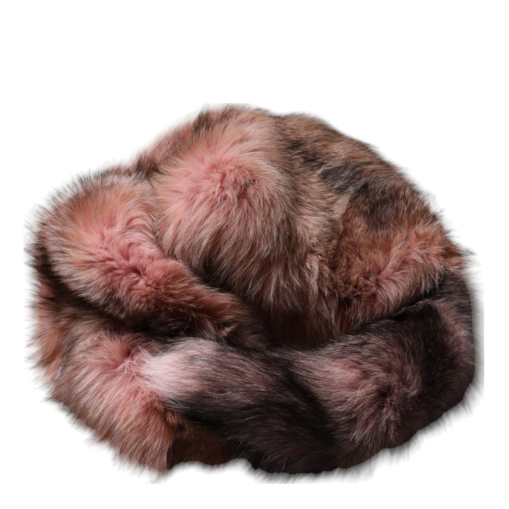 Dolce & Gabbana Pink Frost Fox Fur Neck Warmer Winter Scarf