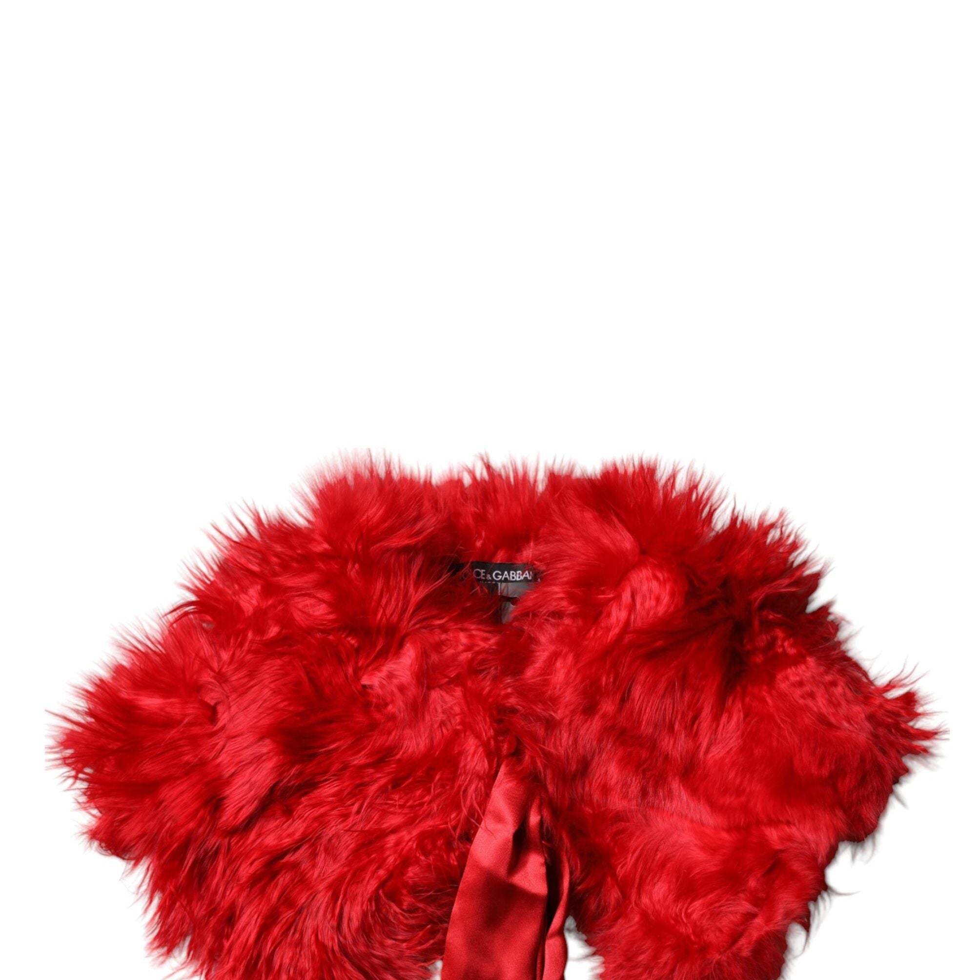 Dolce & Gabbana Red Alpaca Fur Women Neck Warmer Winter Scarf