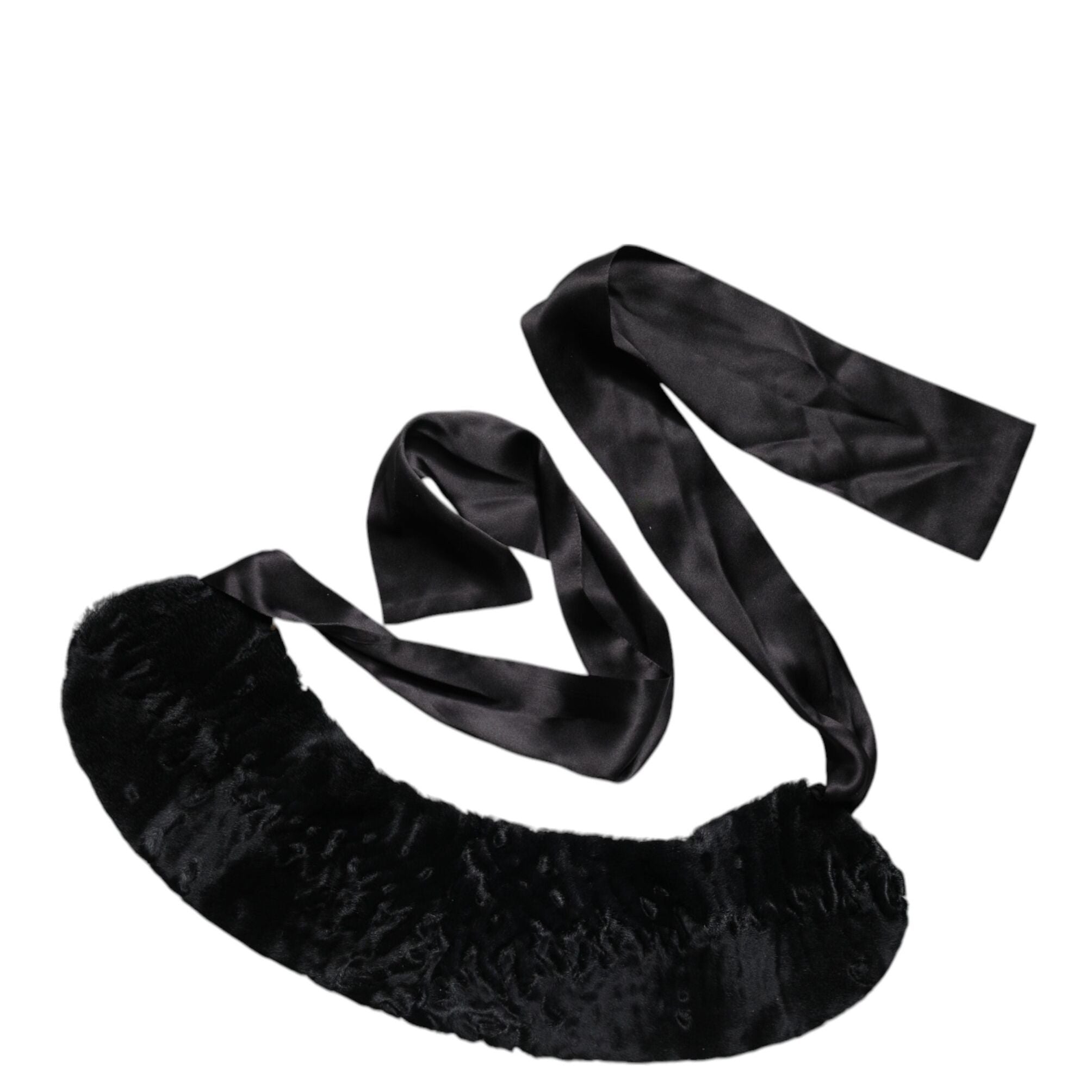 Dolce & Gabbana Black Lamb Fur Women Neck Warmer Winter Scarf