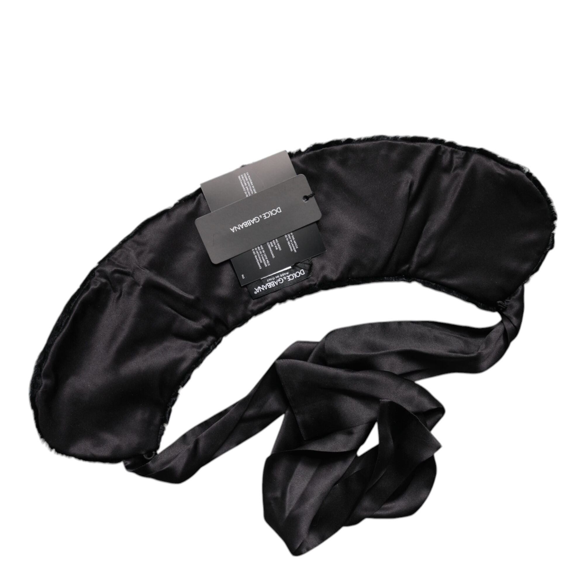Dolce & Gabbana Black Lamb Fur Women Neck Warmer Winter Scarf