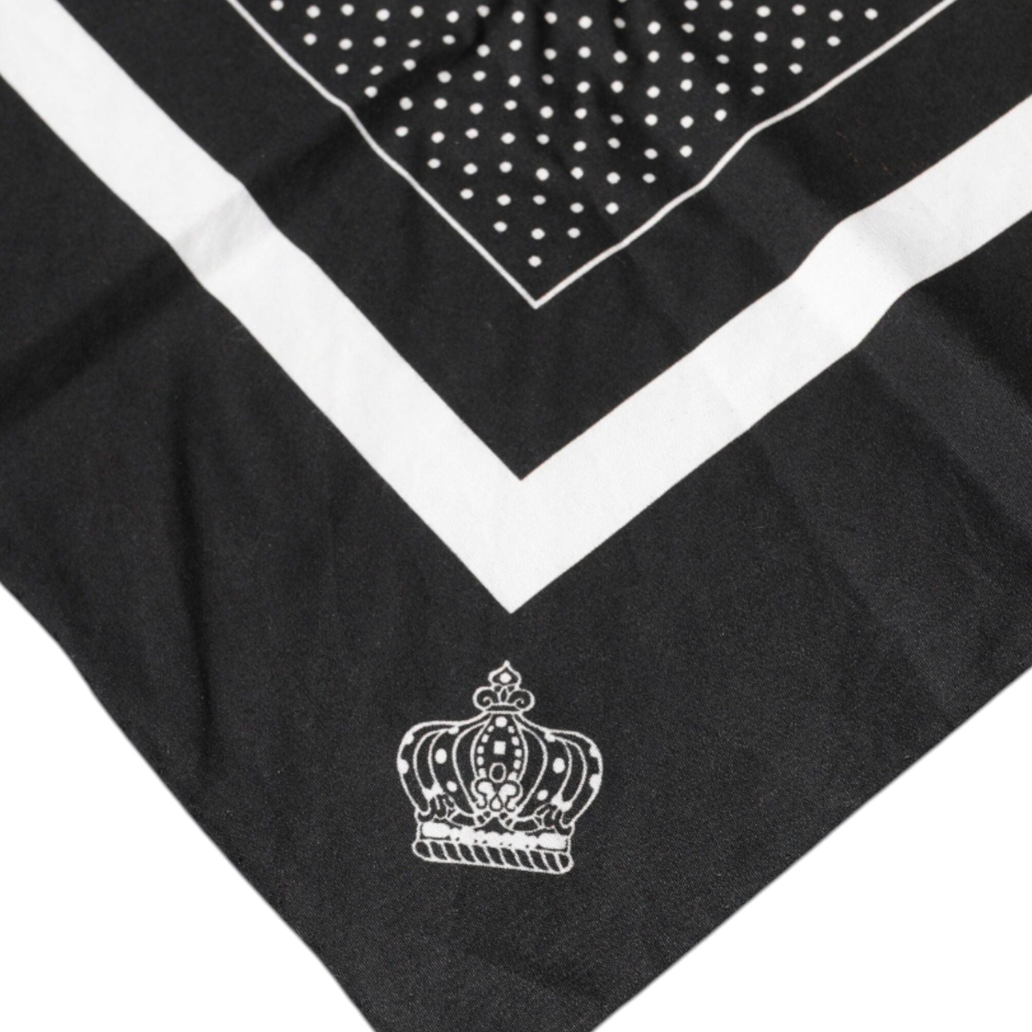 Dolce & Gabbana Black Polka Dots Cotton Handkerchief Scarf