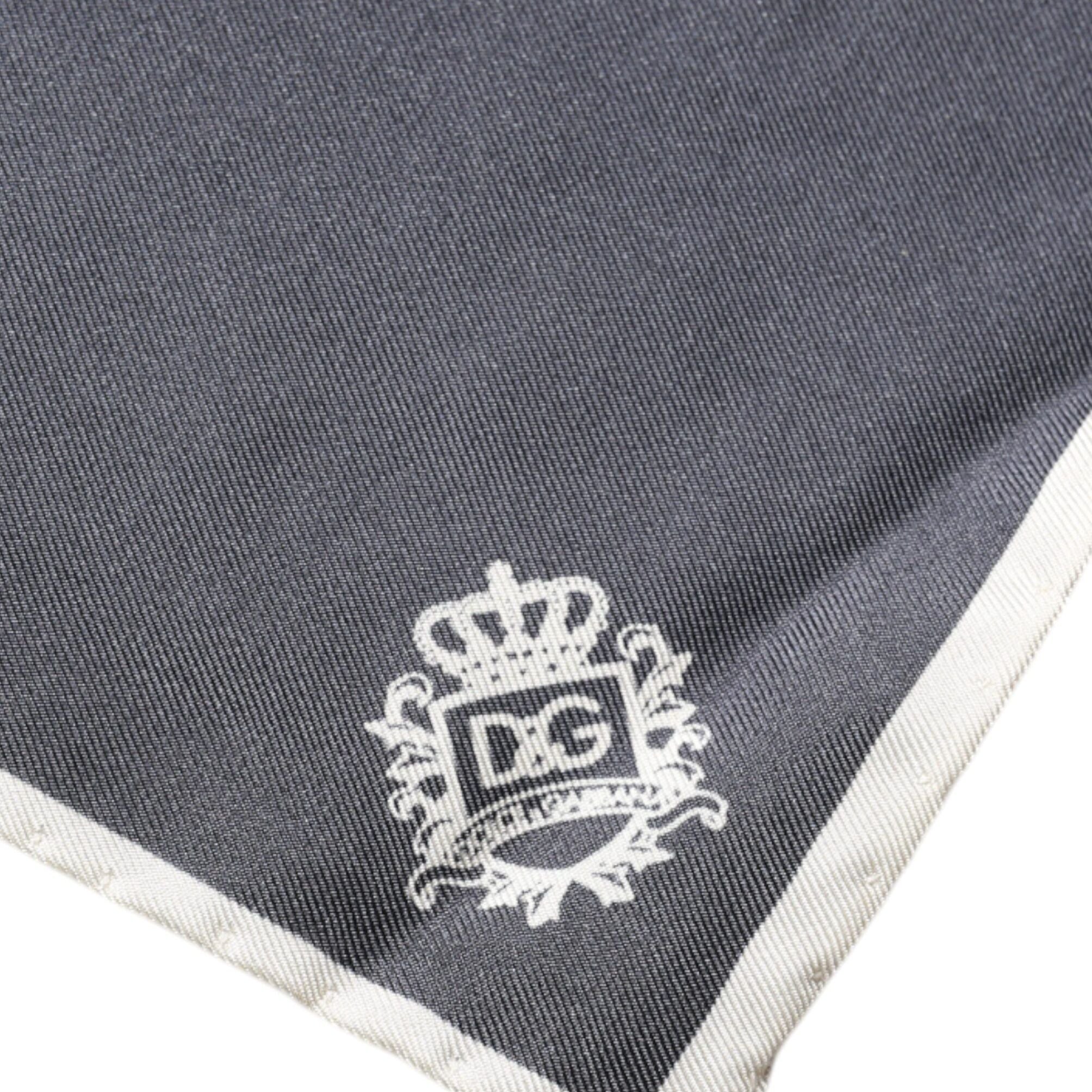 Dolce & Gabbana Gray Crown Logo Square Handkerchief Scarf