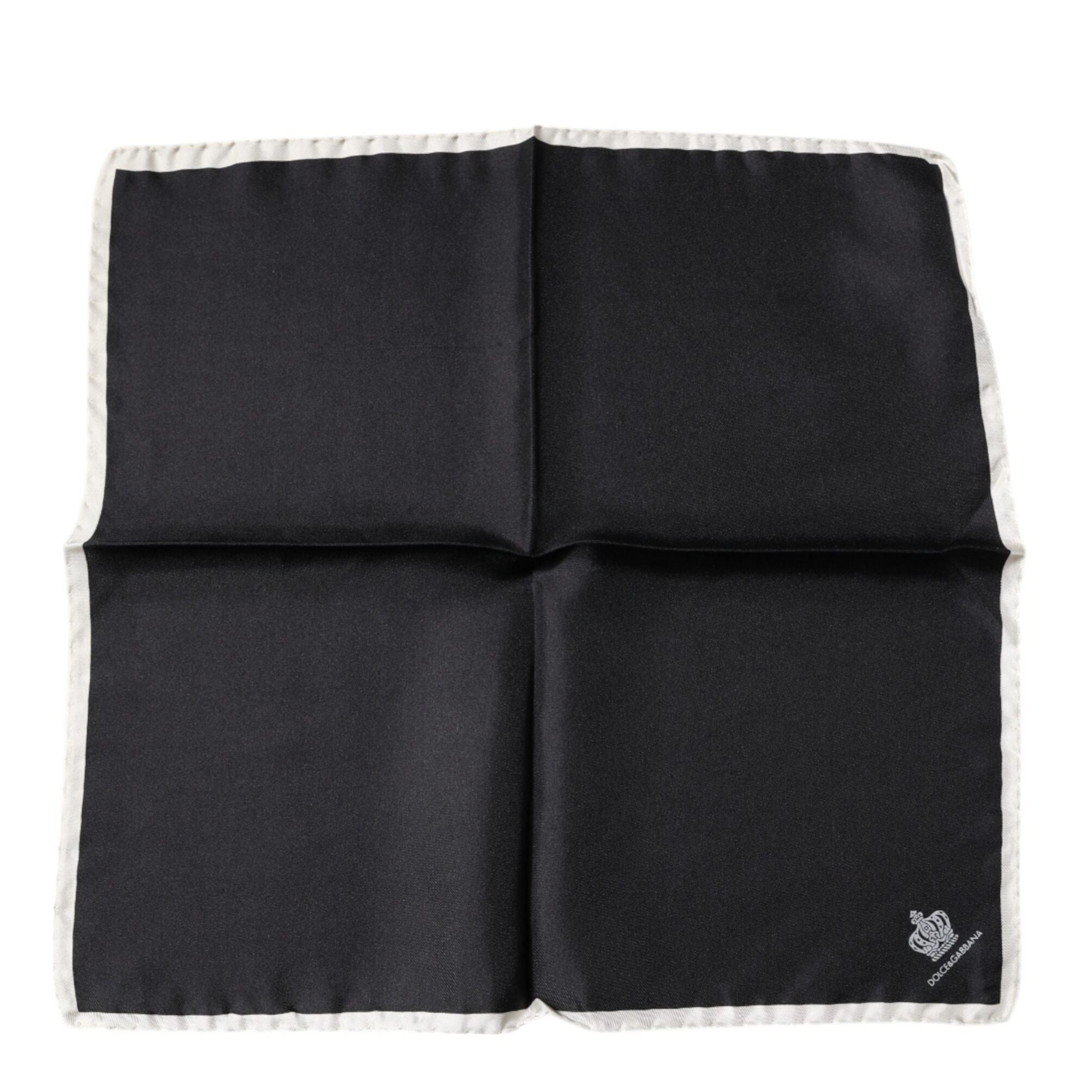 Dolce & Gabbana Black Crown Logo Square Handkerchief Scarf