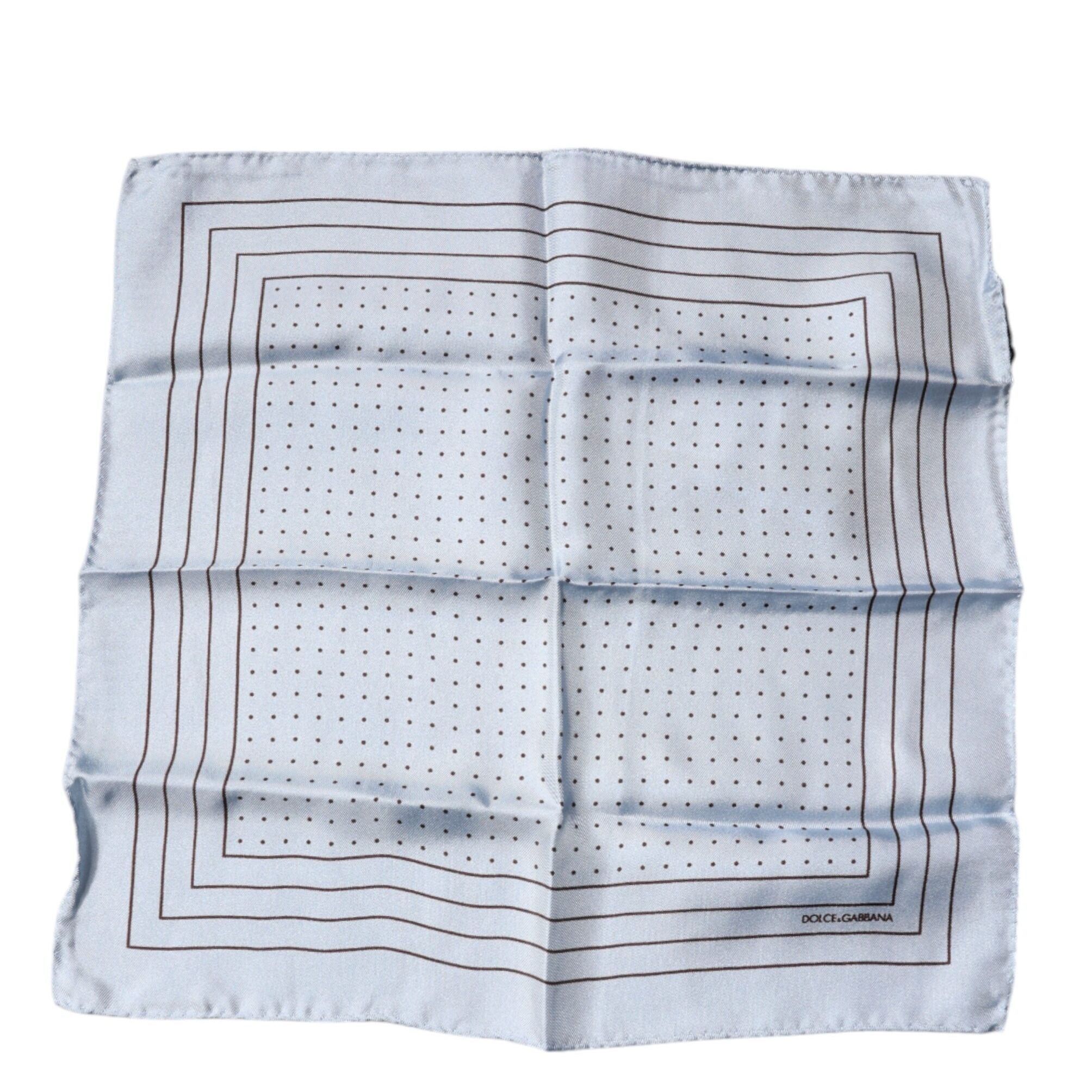 Dolce & Gabbana Sky Blue Polka Dots Square Handkerchief Scarf