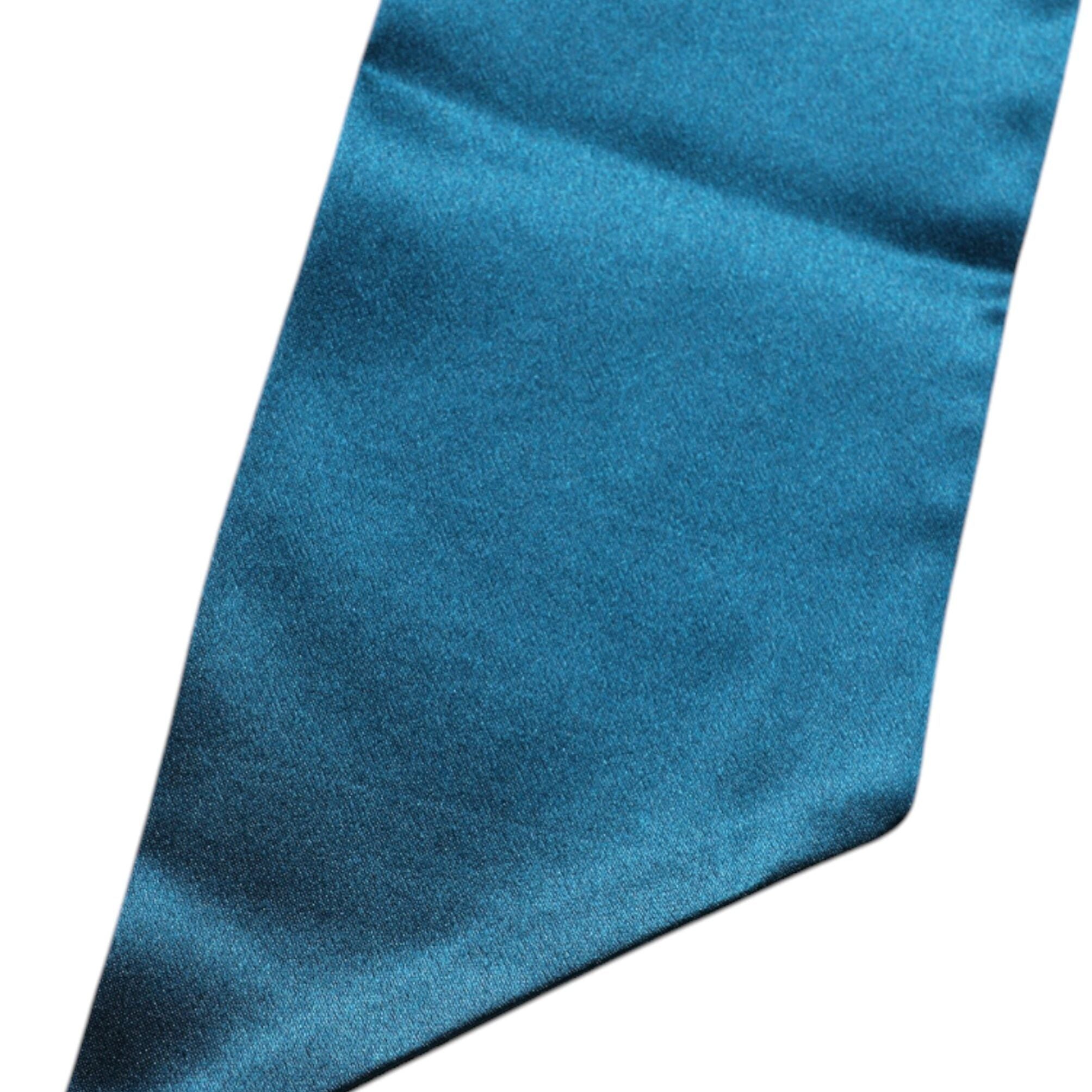 Dolce & Gabbana Dark Green Satin Silk Skinny Foulard Scarf