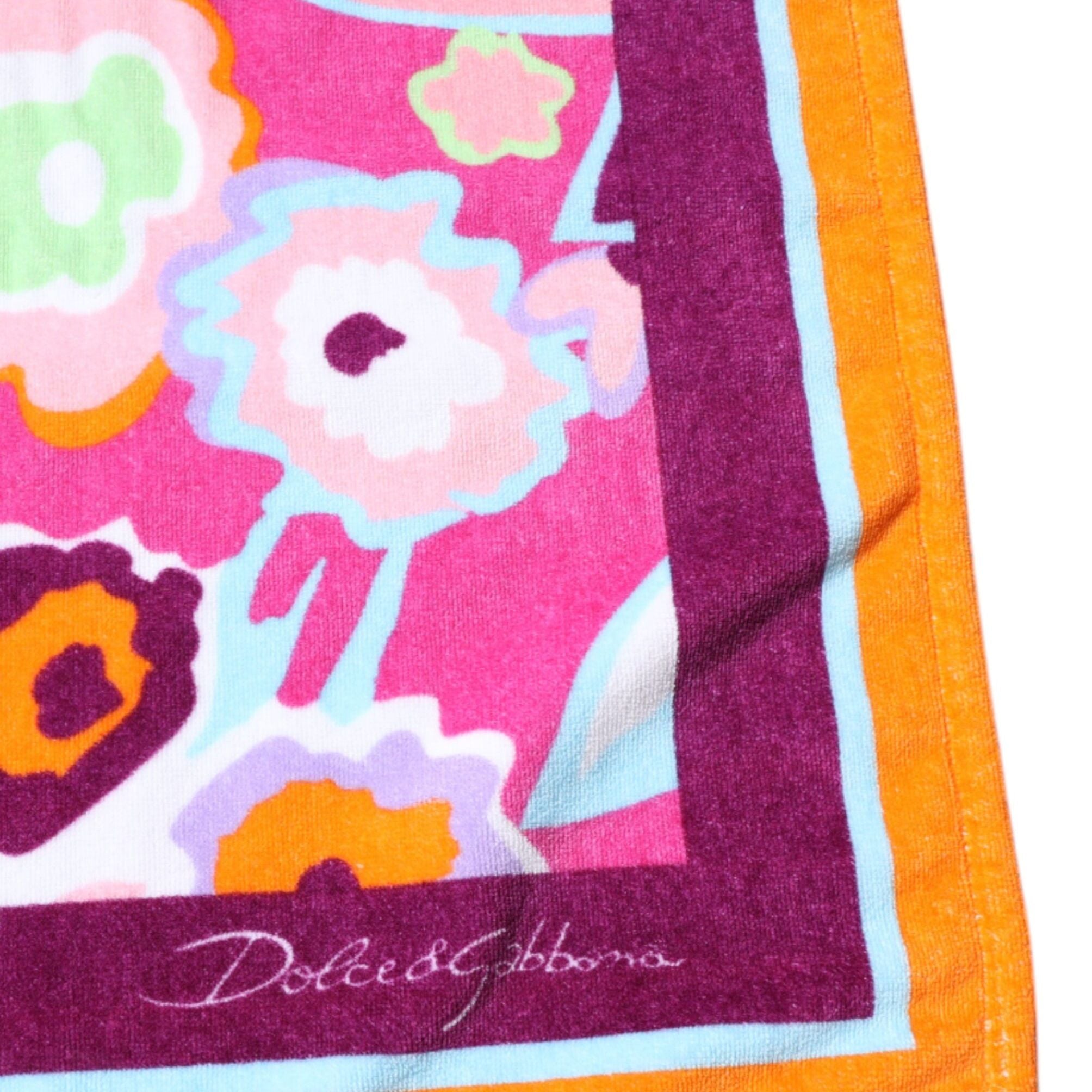 Dolce & Gabbana Multicolor Floral Print Cotton Beach Towel