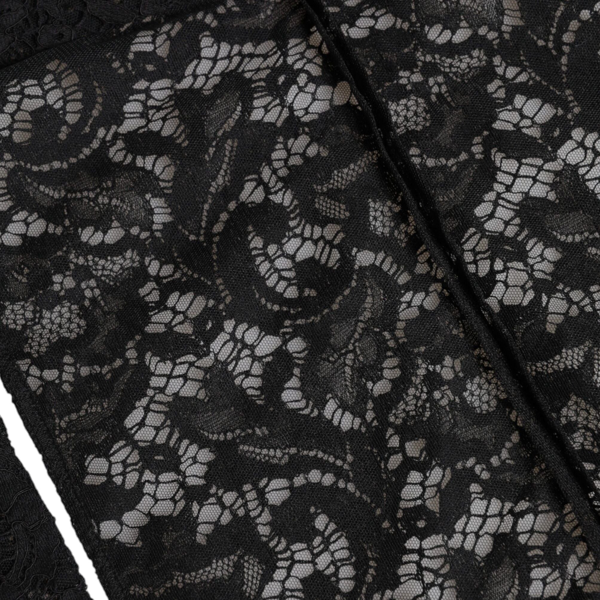 Dolce & Gabbana Black Floral Lace Whole Head Wrap Hat