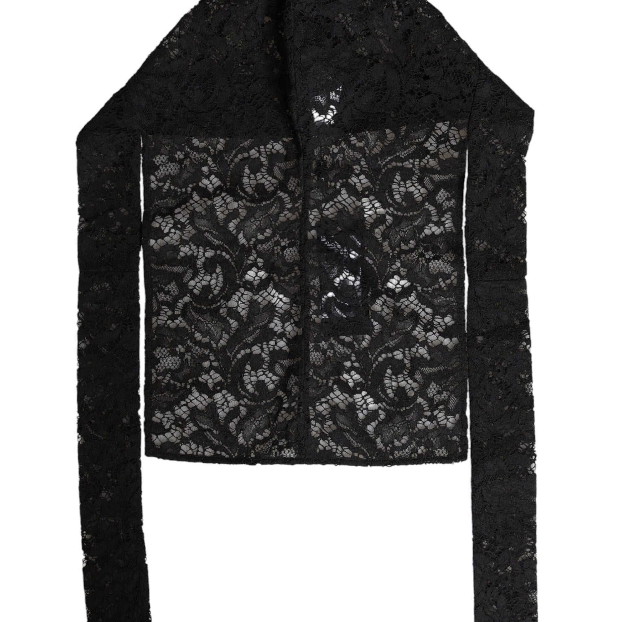 Dolce & Gabbana Black Floral Lace Whole Head Wrap Hat