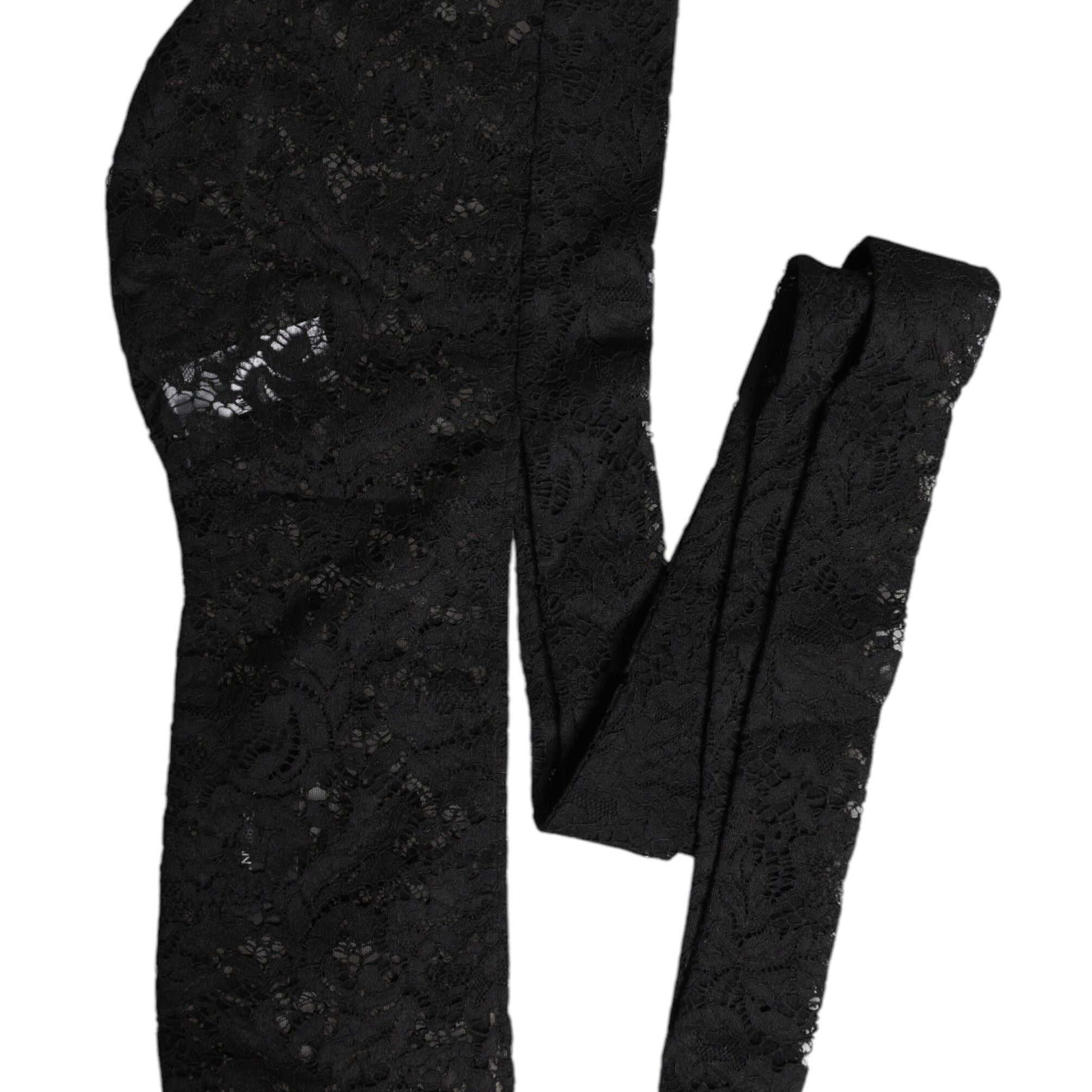 Dolce & Gabbana Black Floral Lace Whole Head Wrap Hat