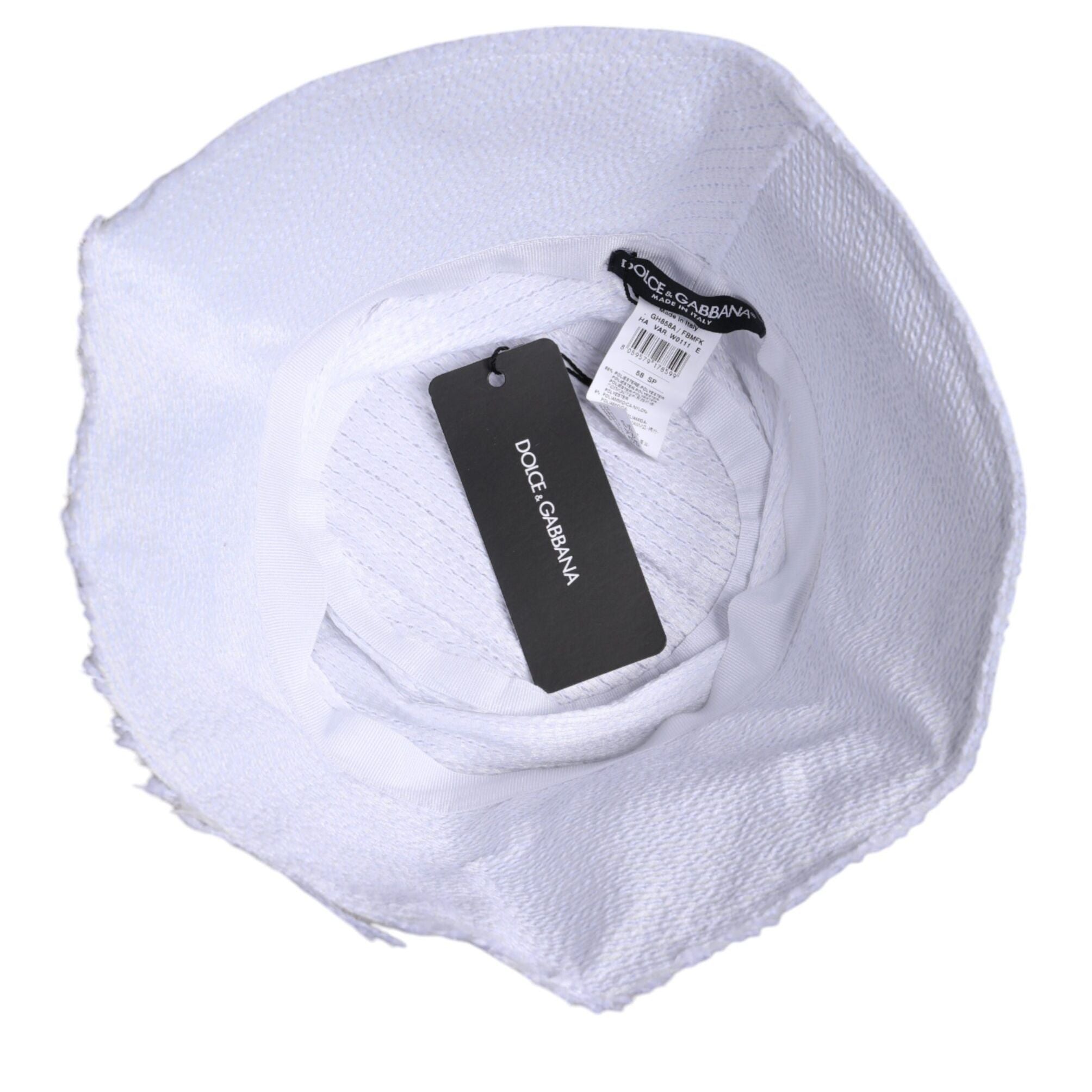Dolce & Gabbana White Polyester Wide Brim Bucket Hat