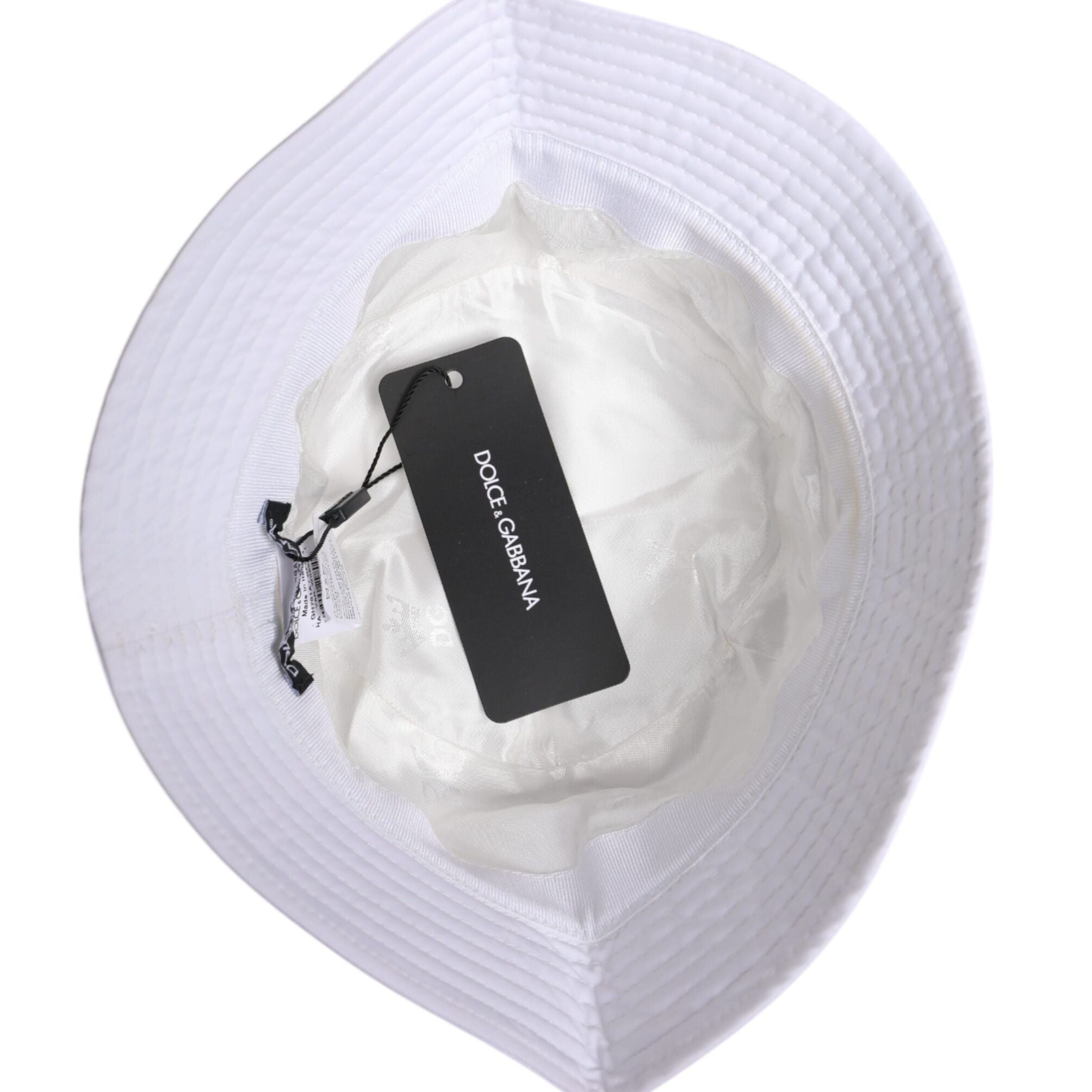 Dolce & Gabbana White Cotton Wide Brim Bucket Hat