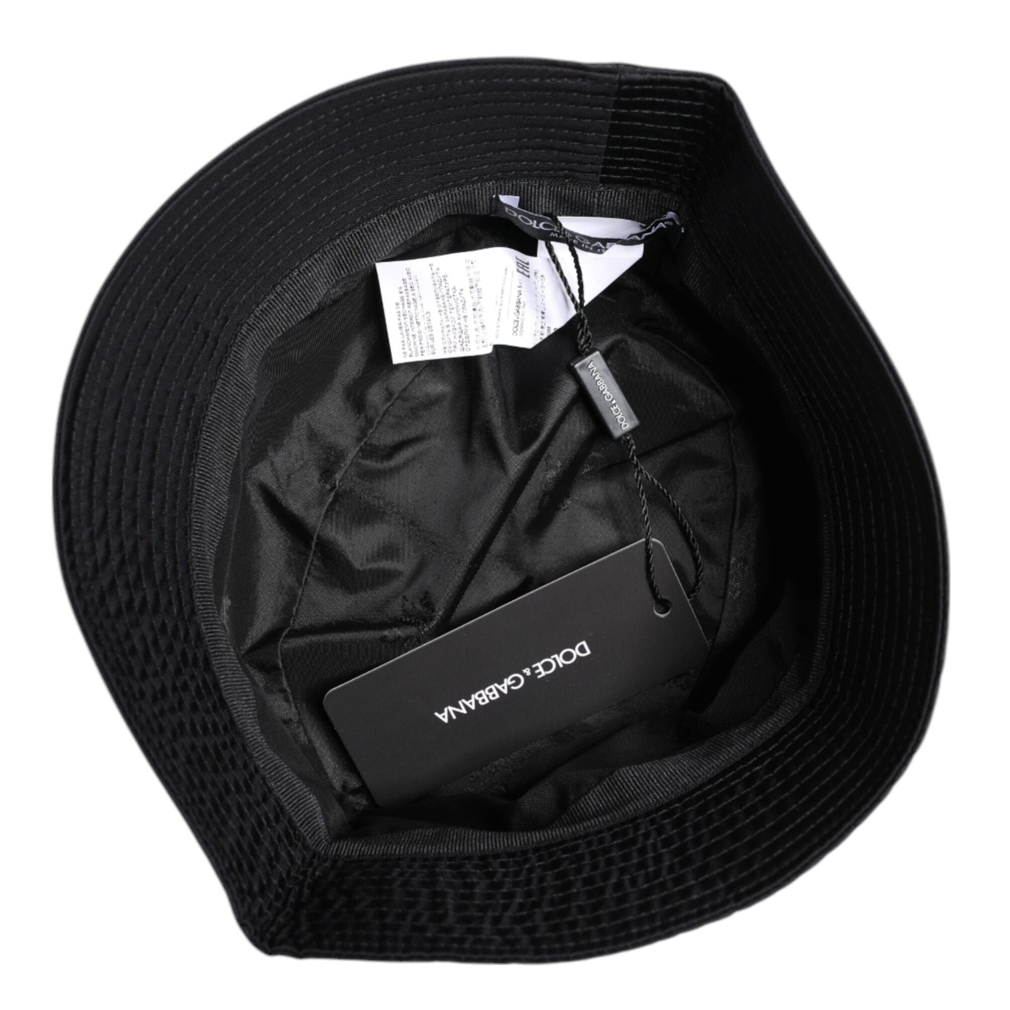 Dolce & Gabbana Black Cotton Wide Brim Bucket Hat