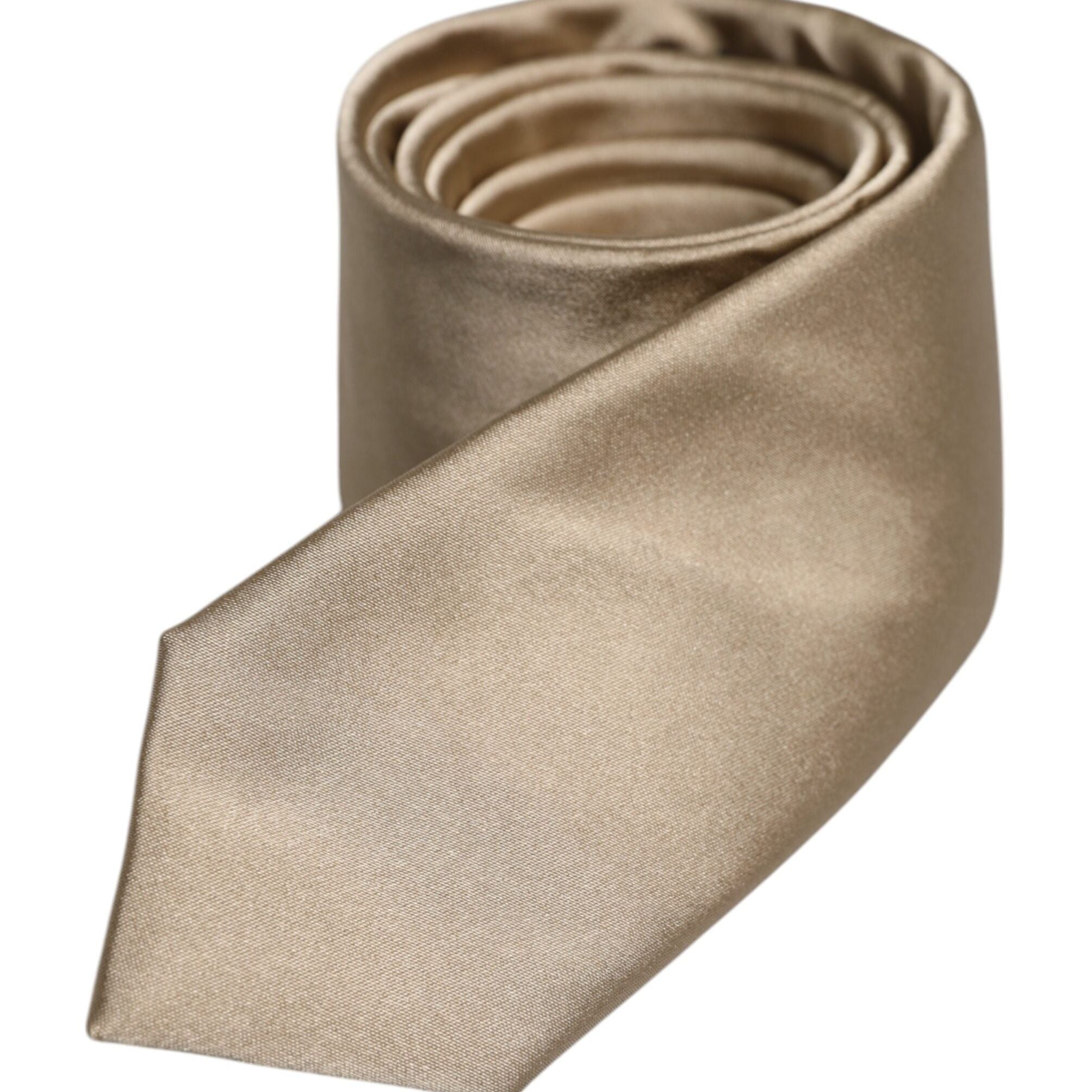 Dolce & Gabbana Beige Solid Silk Adjustable Necktie Tie