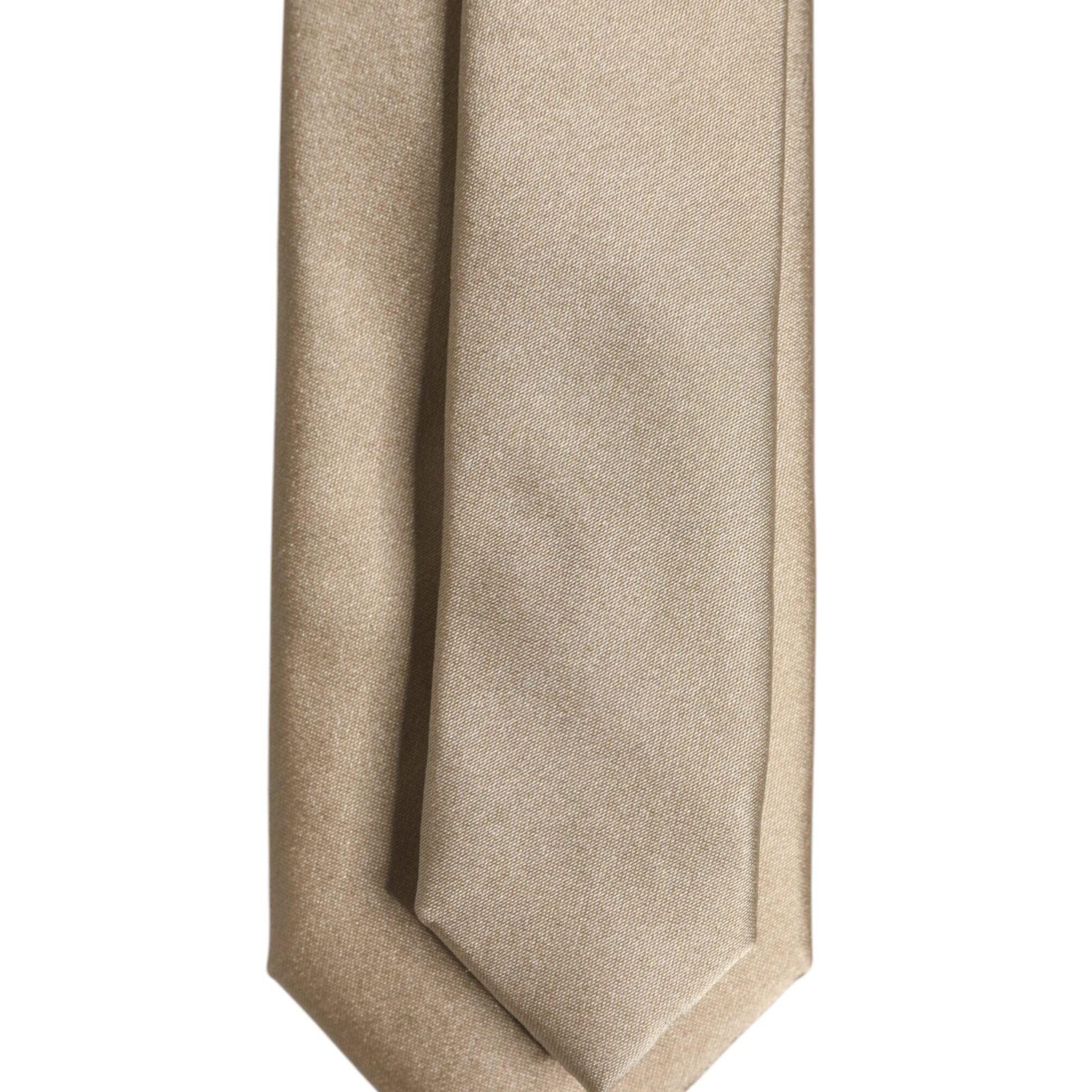 Dolce & Gabbana Beige Solid Silk Adjustable Necktie Tie