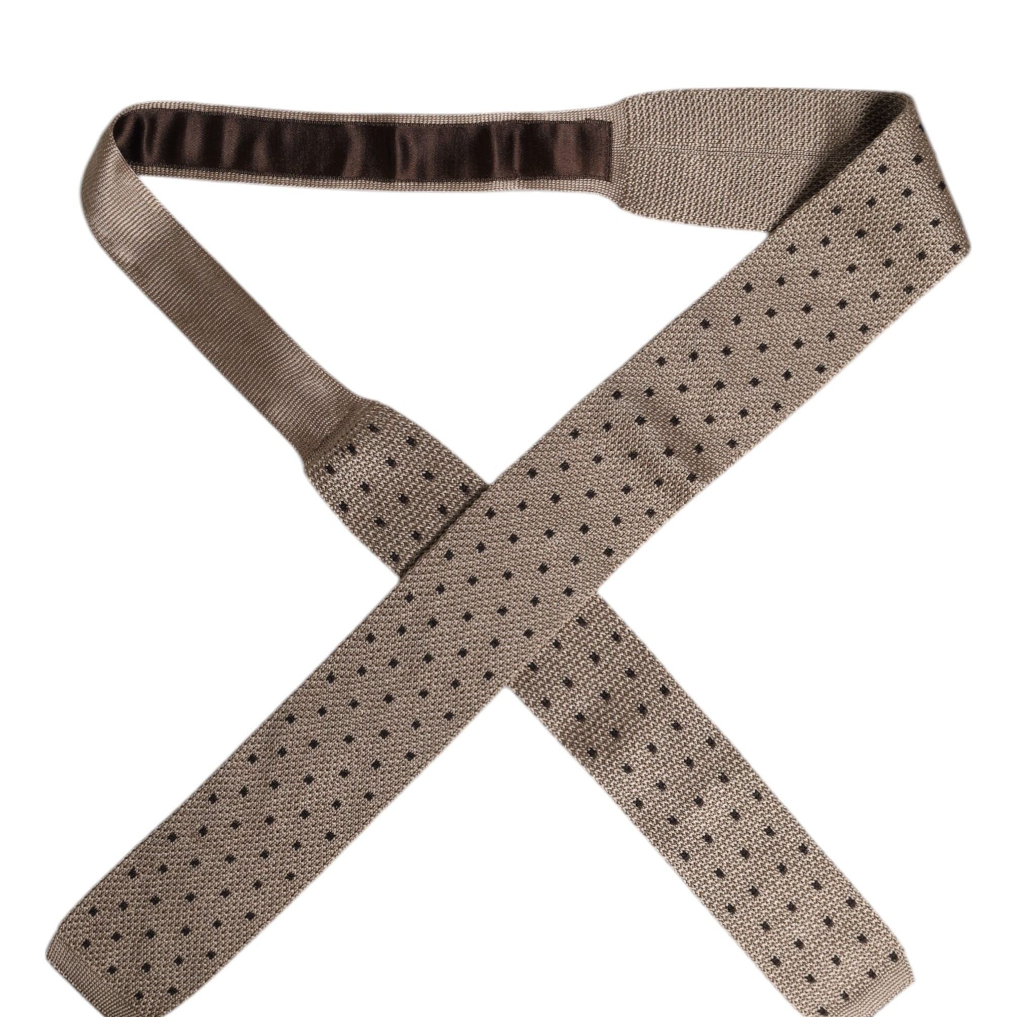 Dolce & Gabbana Beige Polka Dot Silk Adjustable Necktie Tie