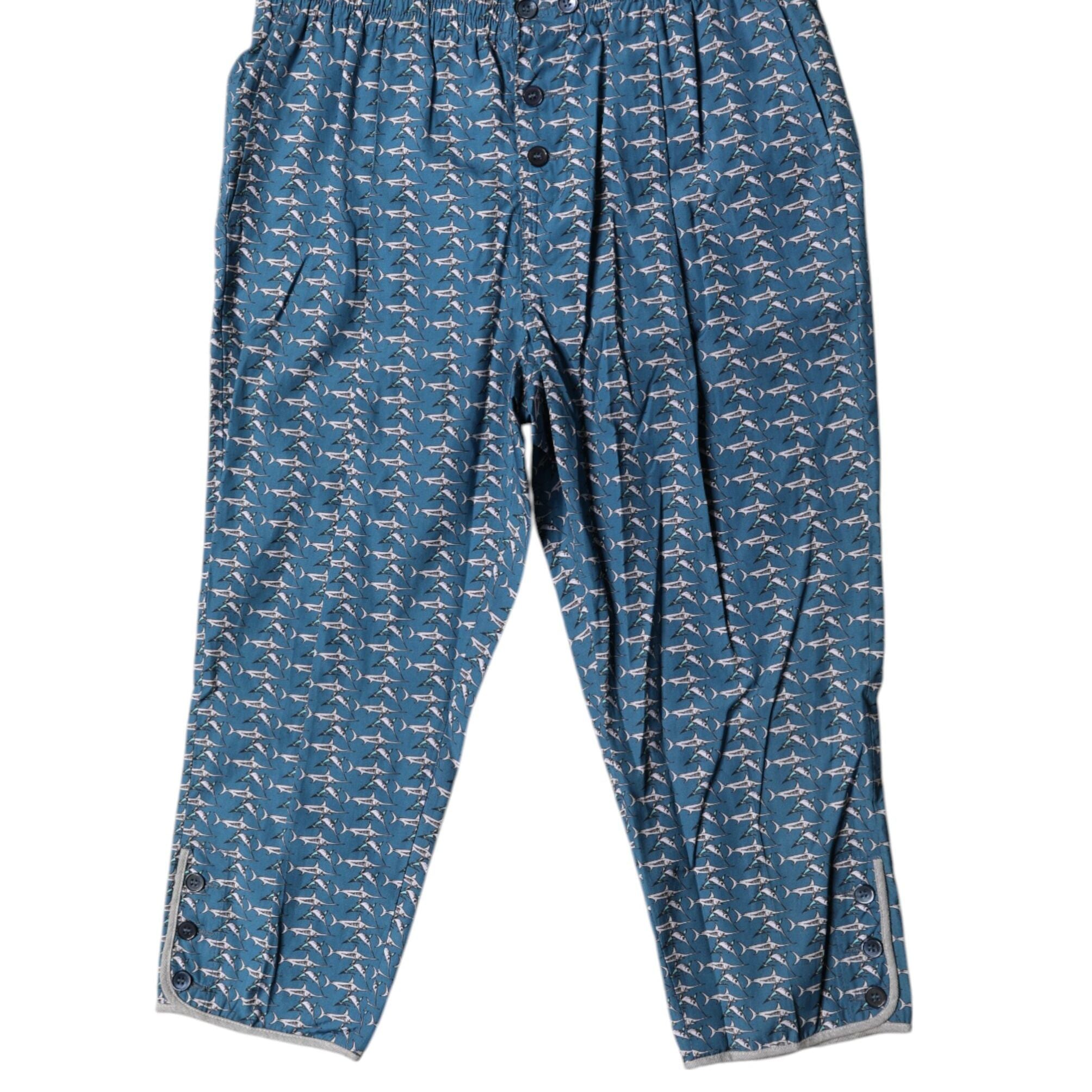 Dolce & Gabbana Blue Shark Print Cropped Beachwear Swimwear