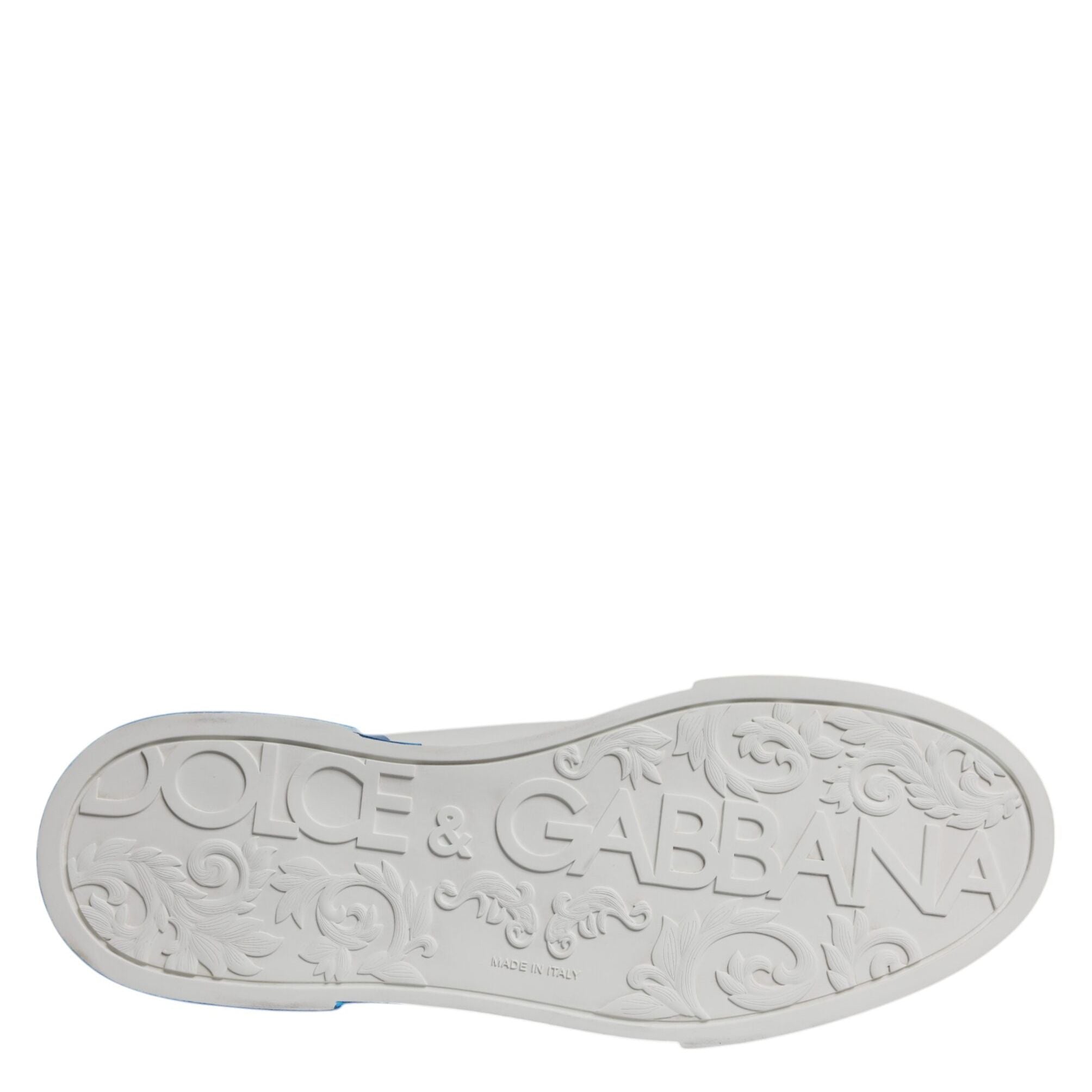 Dolce & Gabbana White Blue Leather Logo Low Top Sneakers Shoes