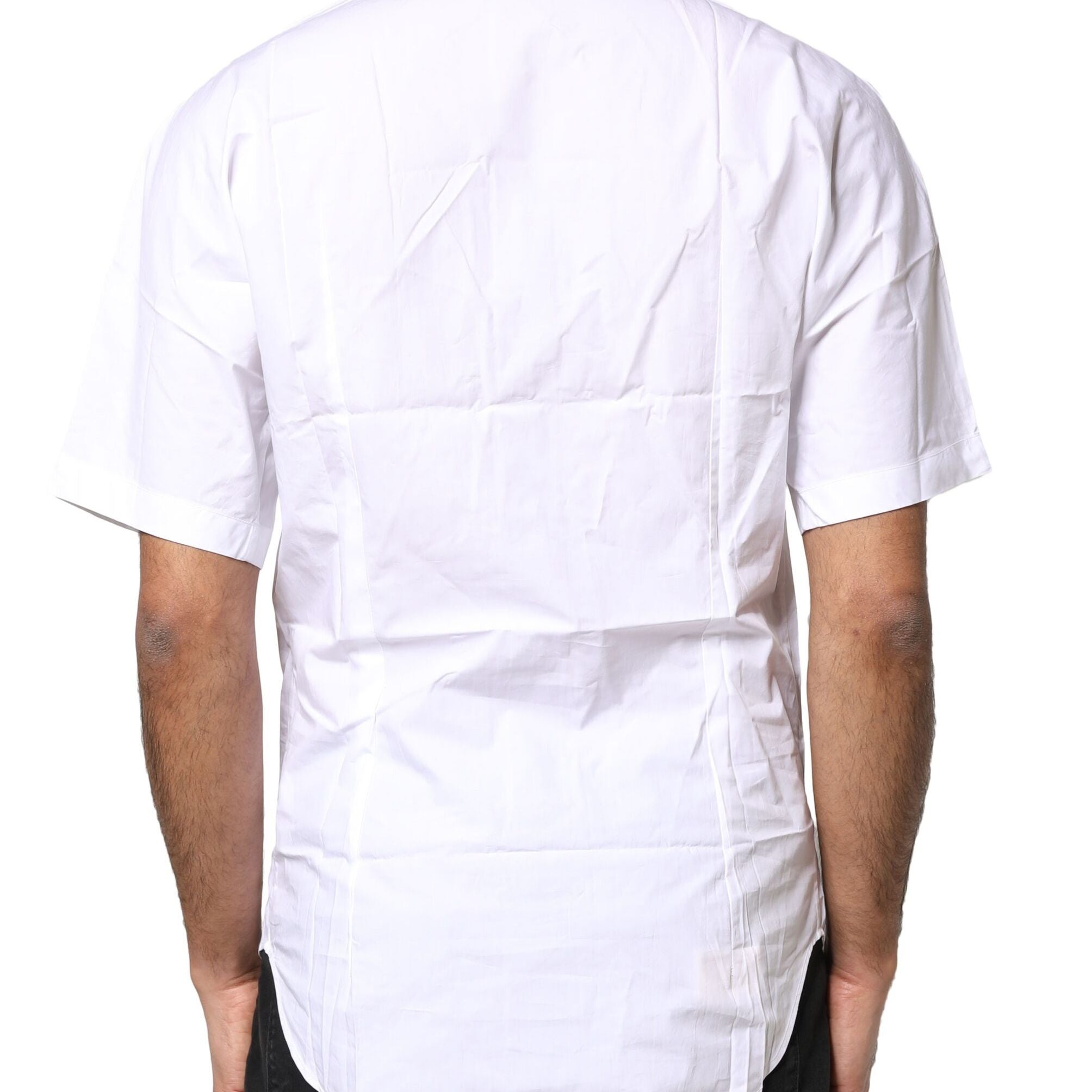 Dolce & Gabbana White Cotton Button Down Casual Men Polo Shirt