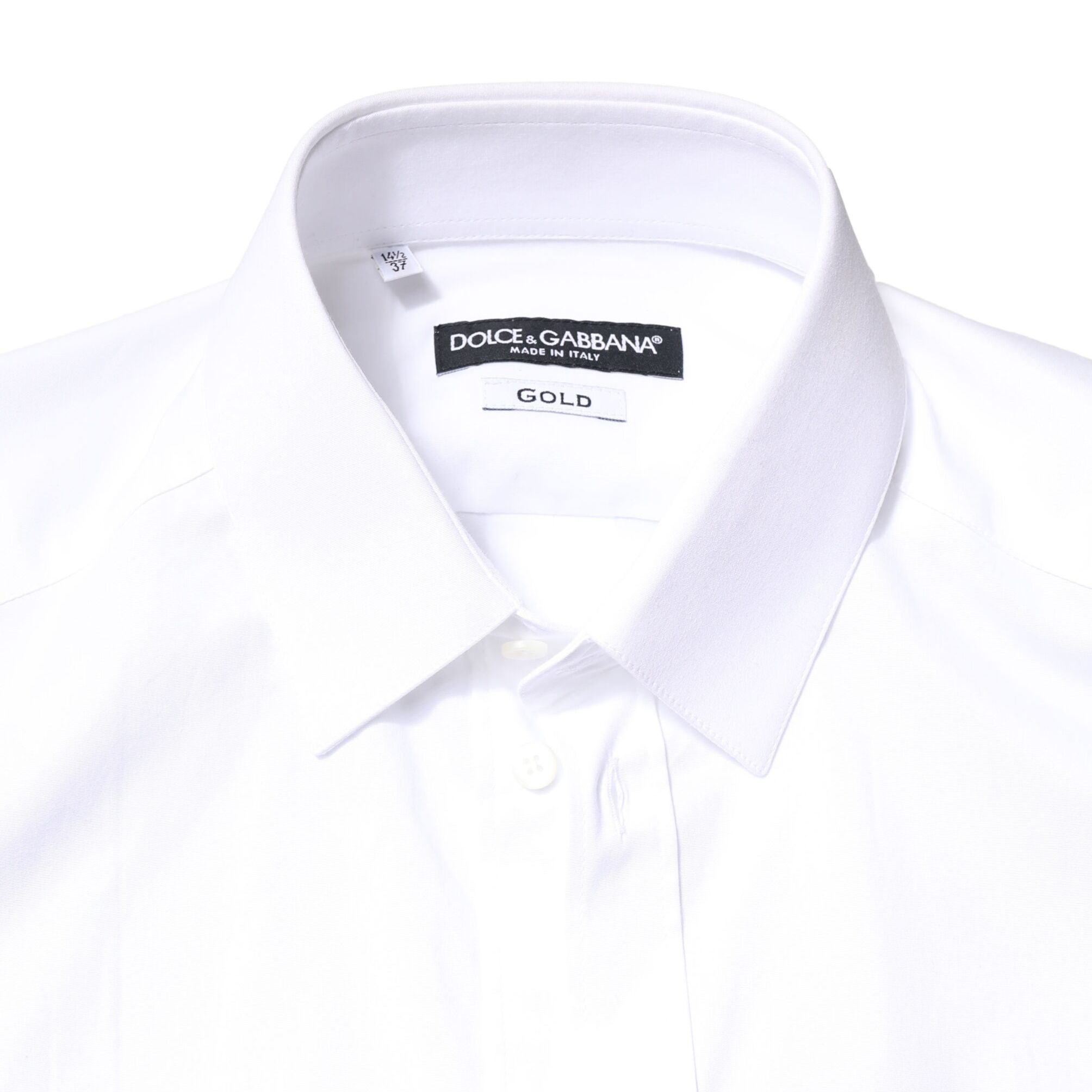 Dolce & Gabbana White GOLD Cotton Long Sleeves Dress Shirt