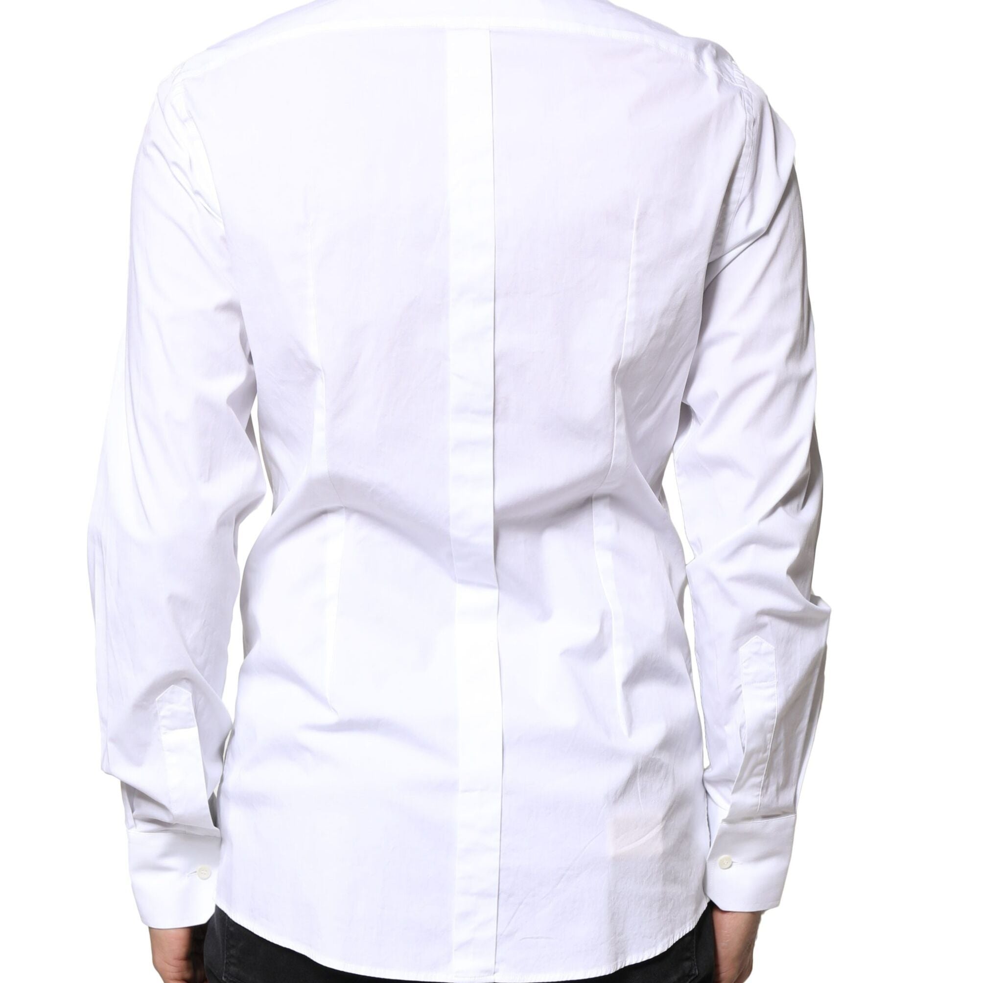 Dolce & Gabbana White GOLD Cotton Long Sleeves Dress Shirt