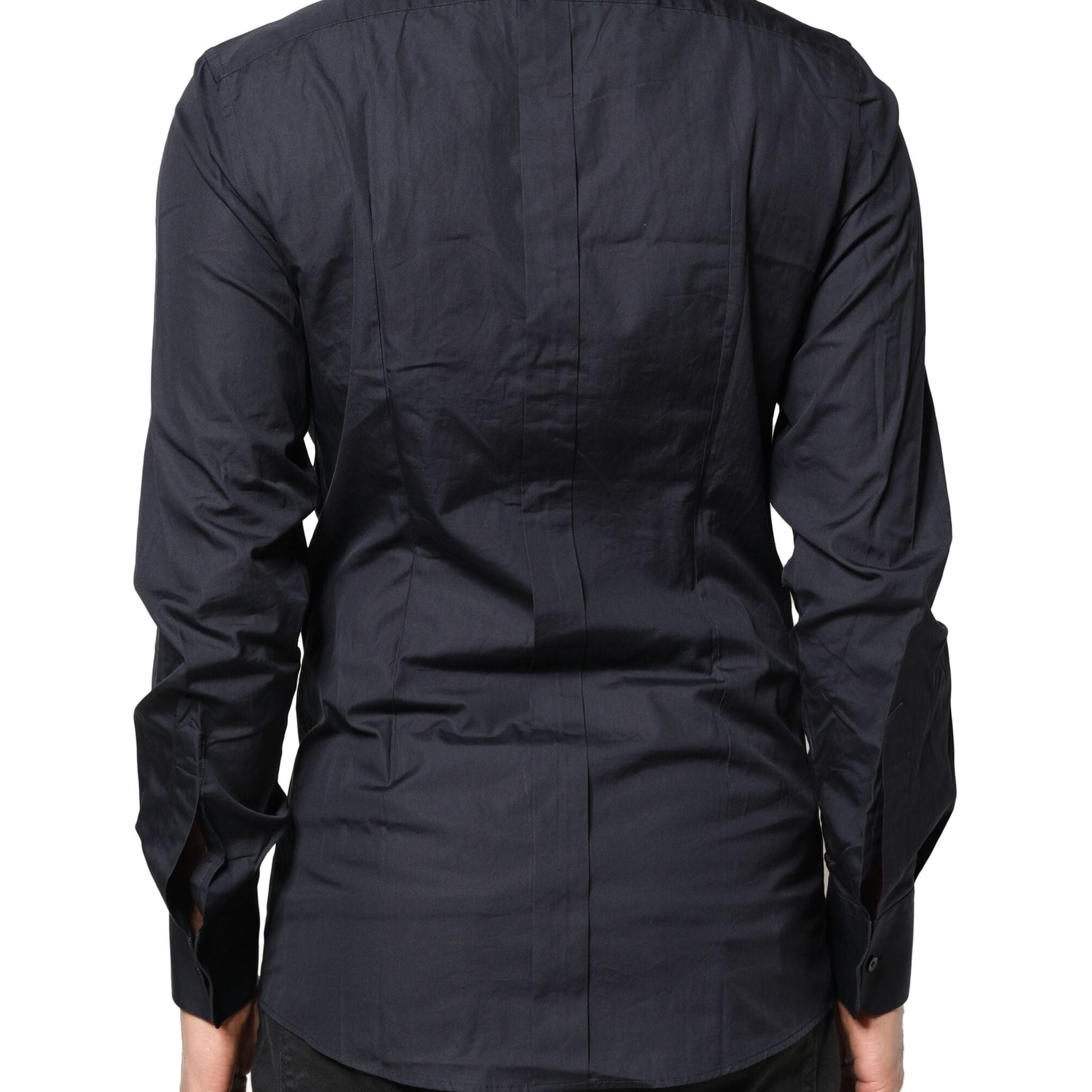Dolce & Gabbana Dark Blue GOLD Cotton Long Sleeves Dress Shirt