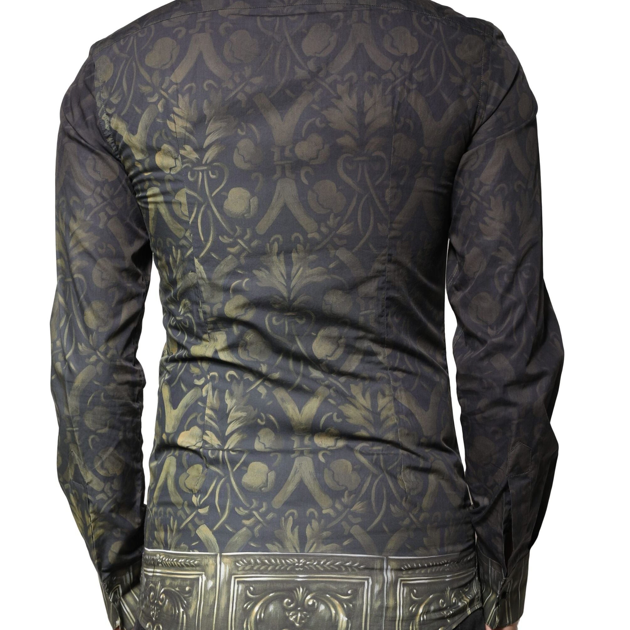 Dolce & Gabbana Black Royal Pet Portrait GOLD Dress Shirt