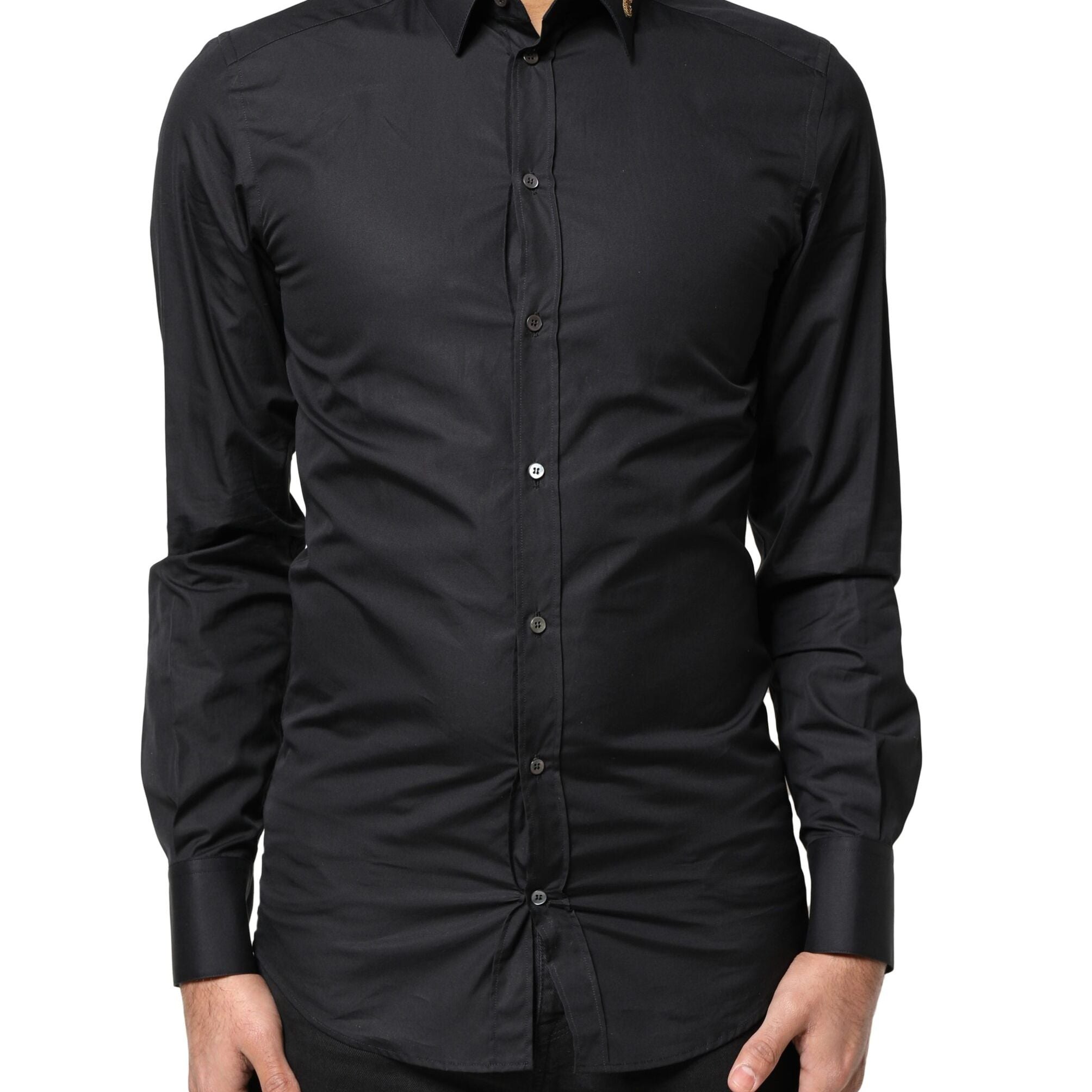 Dolce & Gabbana Black Love Embroidery GOLD Formal Dress Shirt