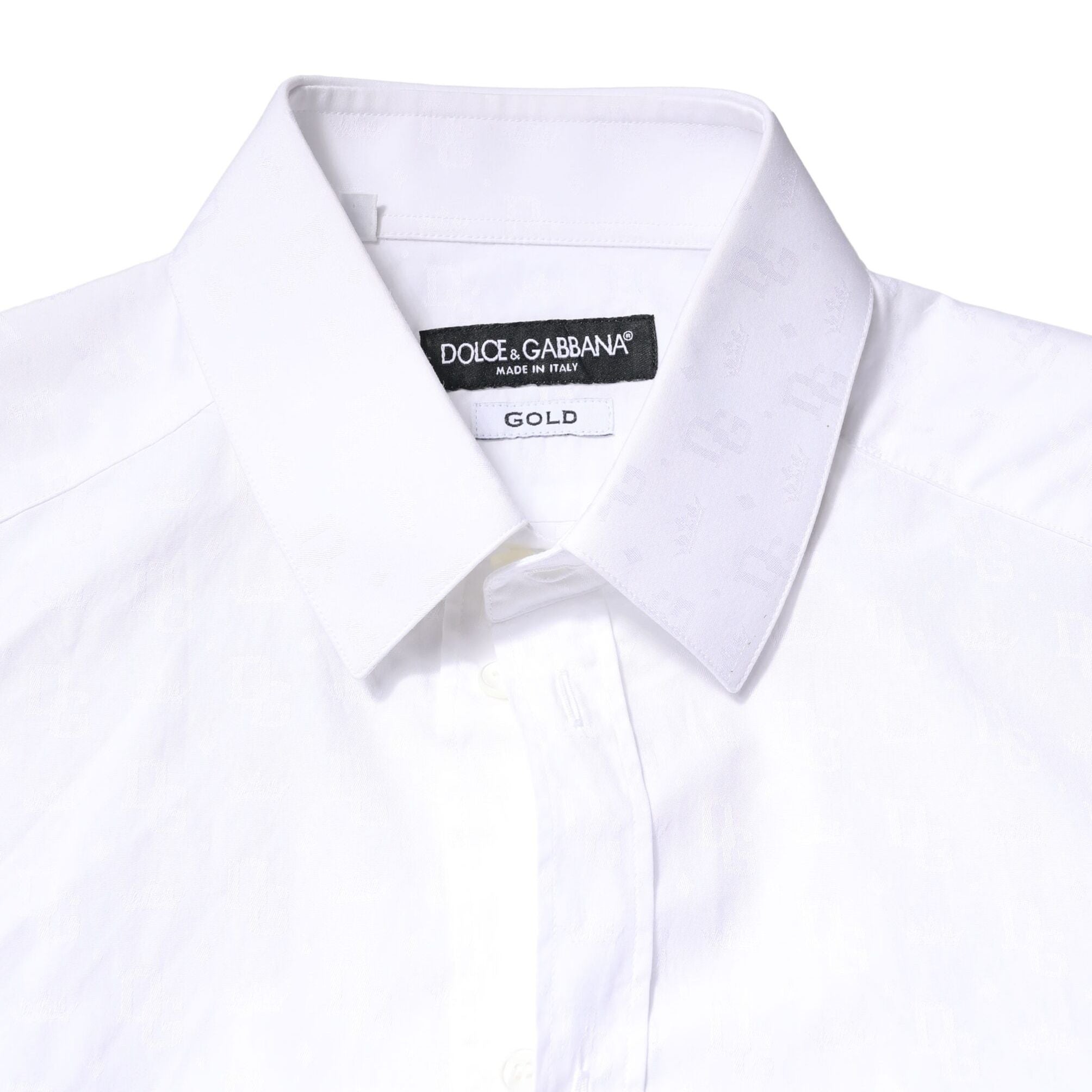 Dolce & Gabbana White GOLD Cotton Long Sleeves Dress Shirt
