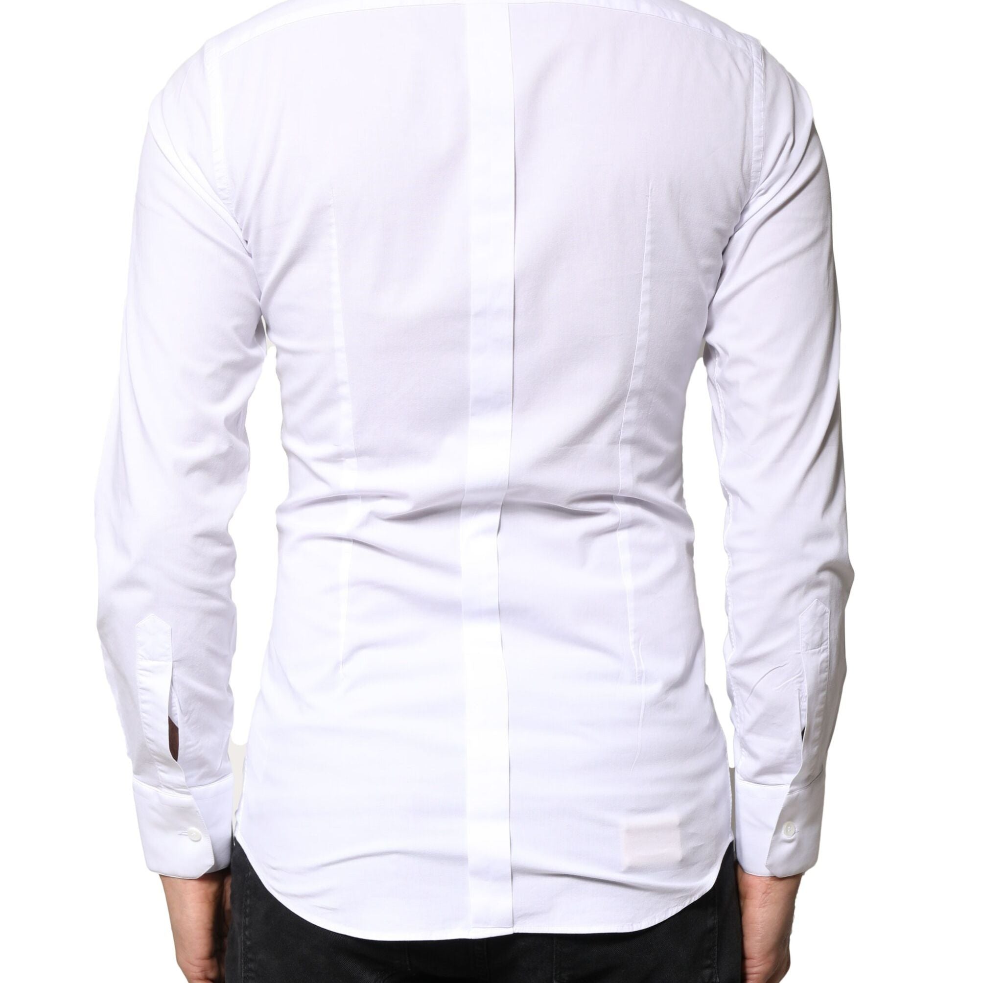 Dolce & Gabbana White GOLD Cotton Long Sleeves Dress Shirt