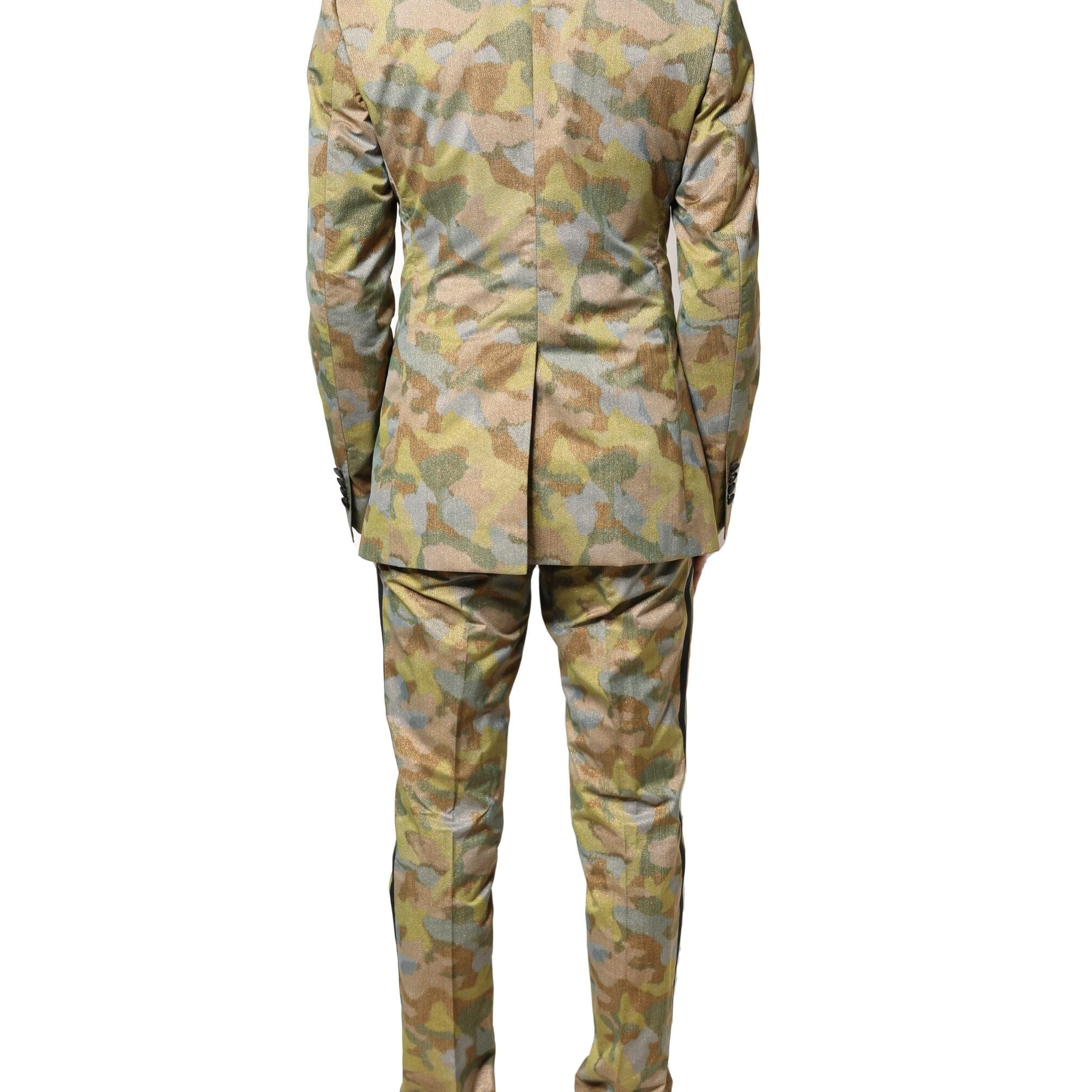 Dolce & Gabbana Multicolor Camouflage SICILIA 3 Piece Suit