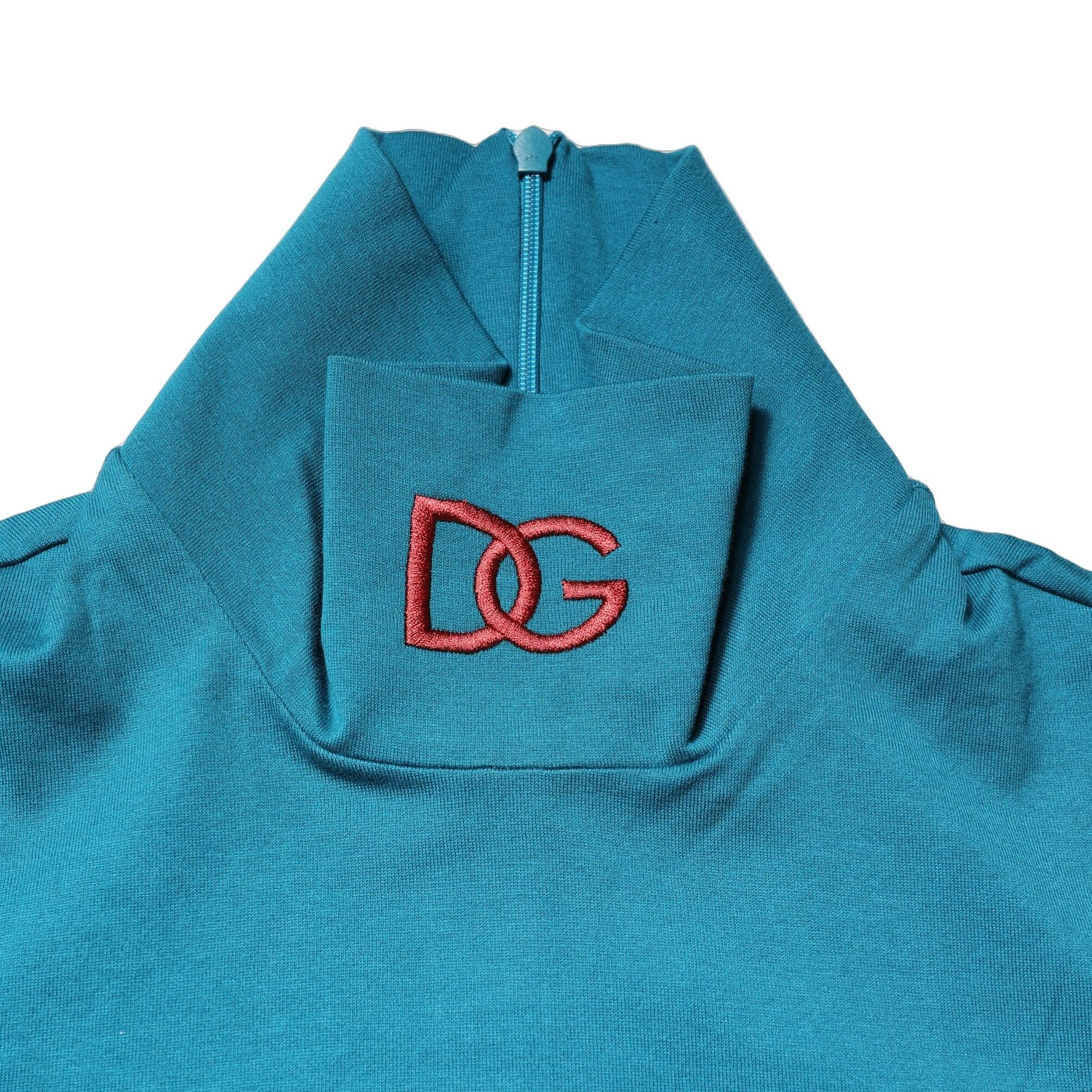 Dolce & Gabbana Blue Cotton Turtleneck Long Sleeves Sweater