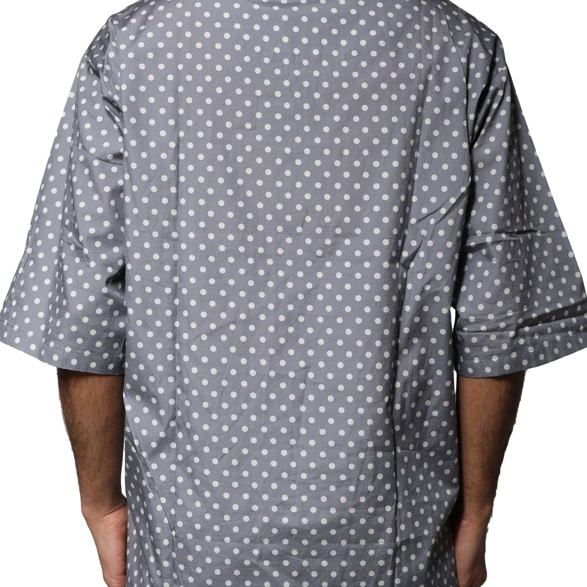 Dolce & Gabbana Gray Polka Dot Pin-Up Print Crew Neck T-shirt