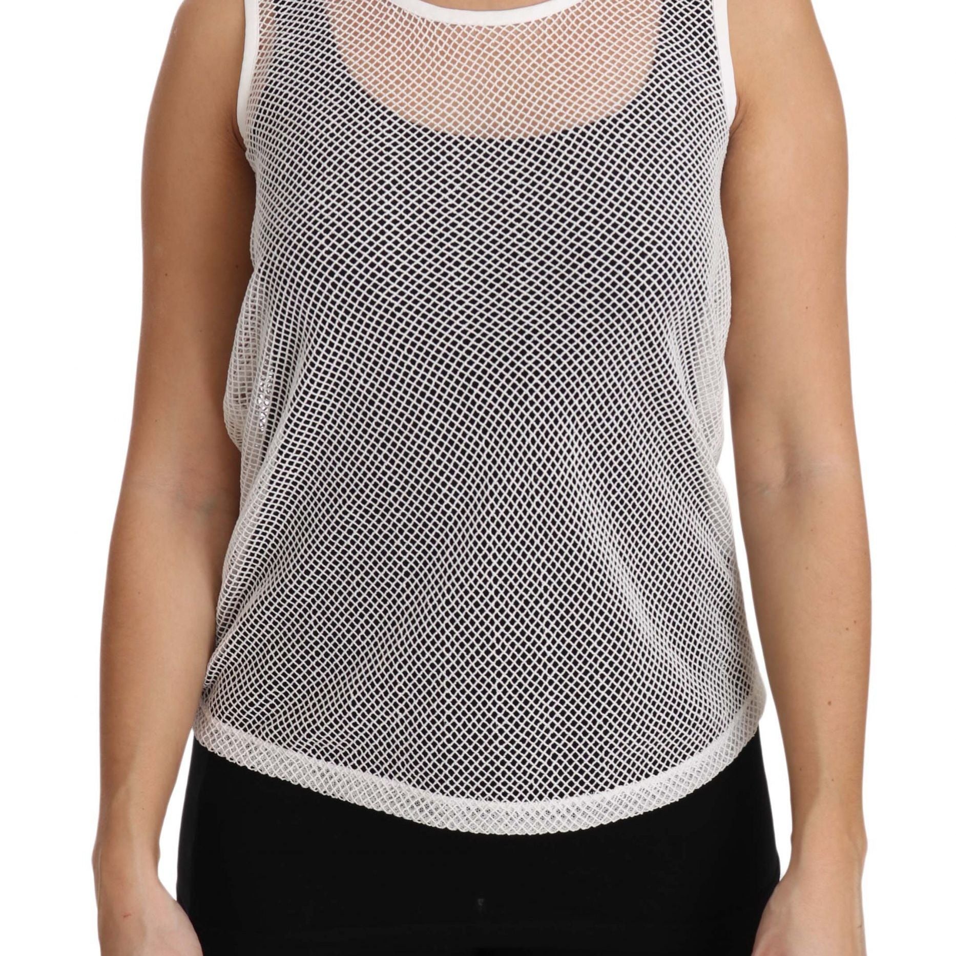 Dolce & Gabbana White Net  Transparent Sleeveless Tank Top