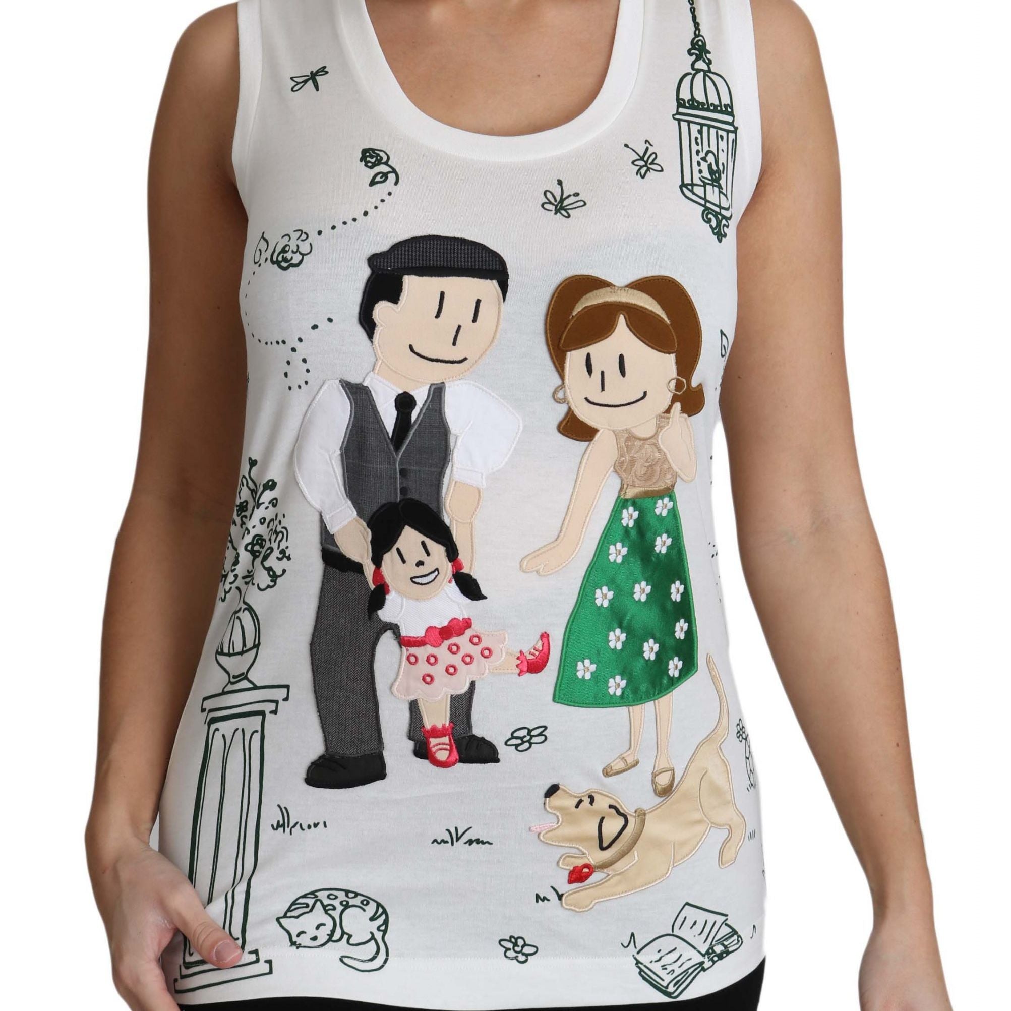 Dolce & Gabbana White Cotton #dgfamily Sleeveless Shirt Tank Top