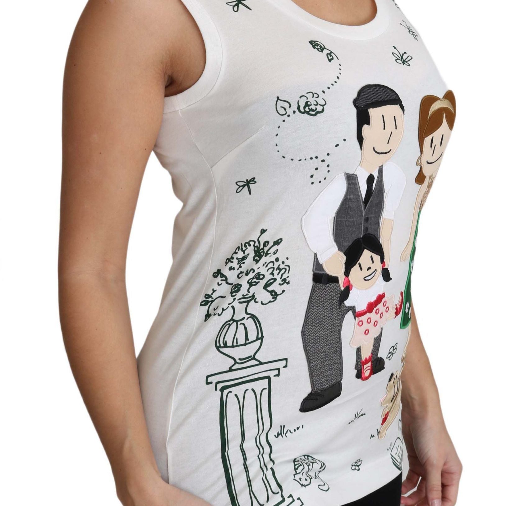 Dolce & Gabbana White Cotton #dgfamily Sleeveless Shirt Tank Top