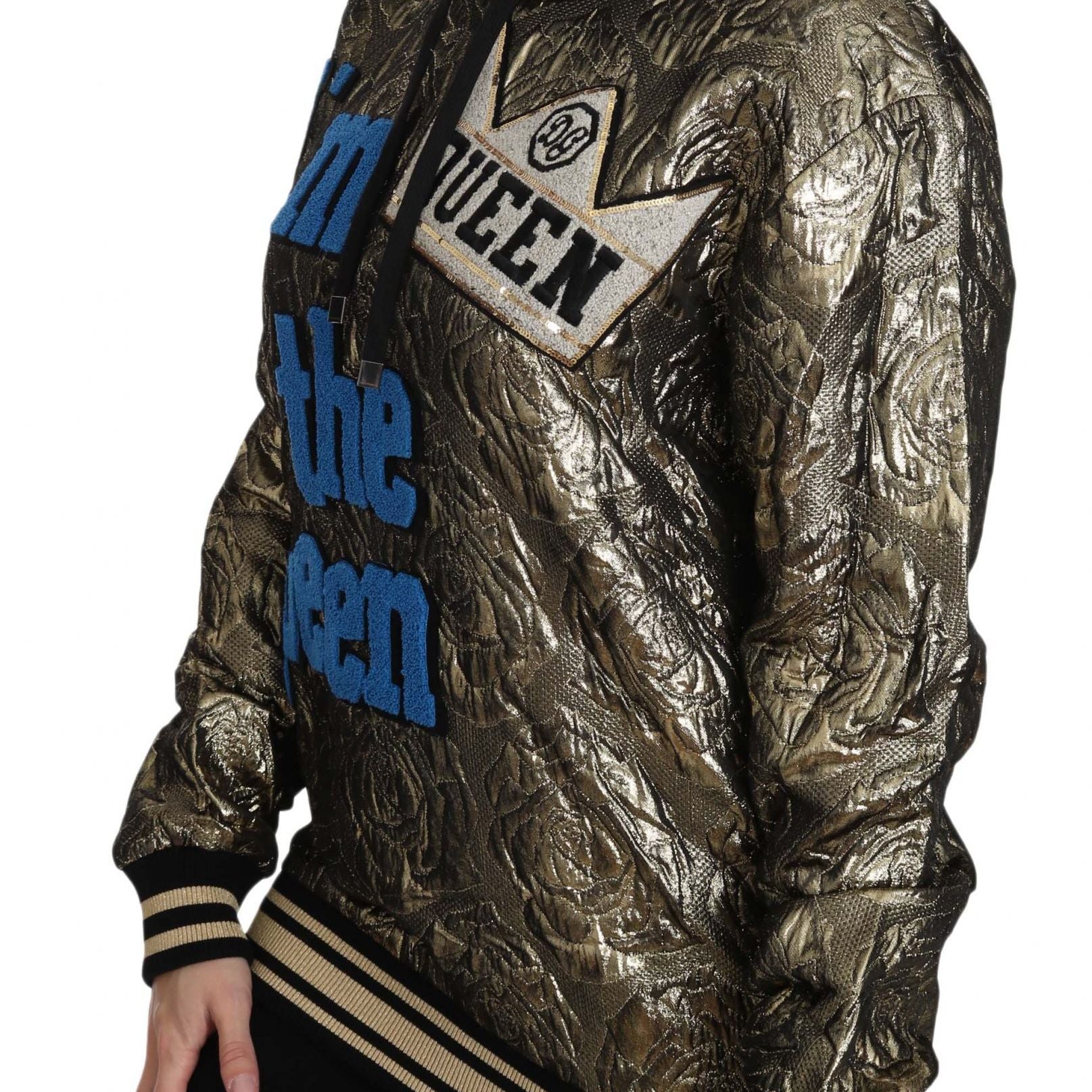 Dolce & Gabbana Im The Queen Jaquard Gold Sweatshirt  Hoodie