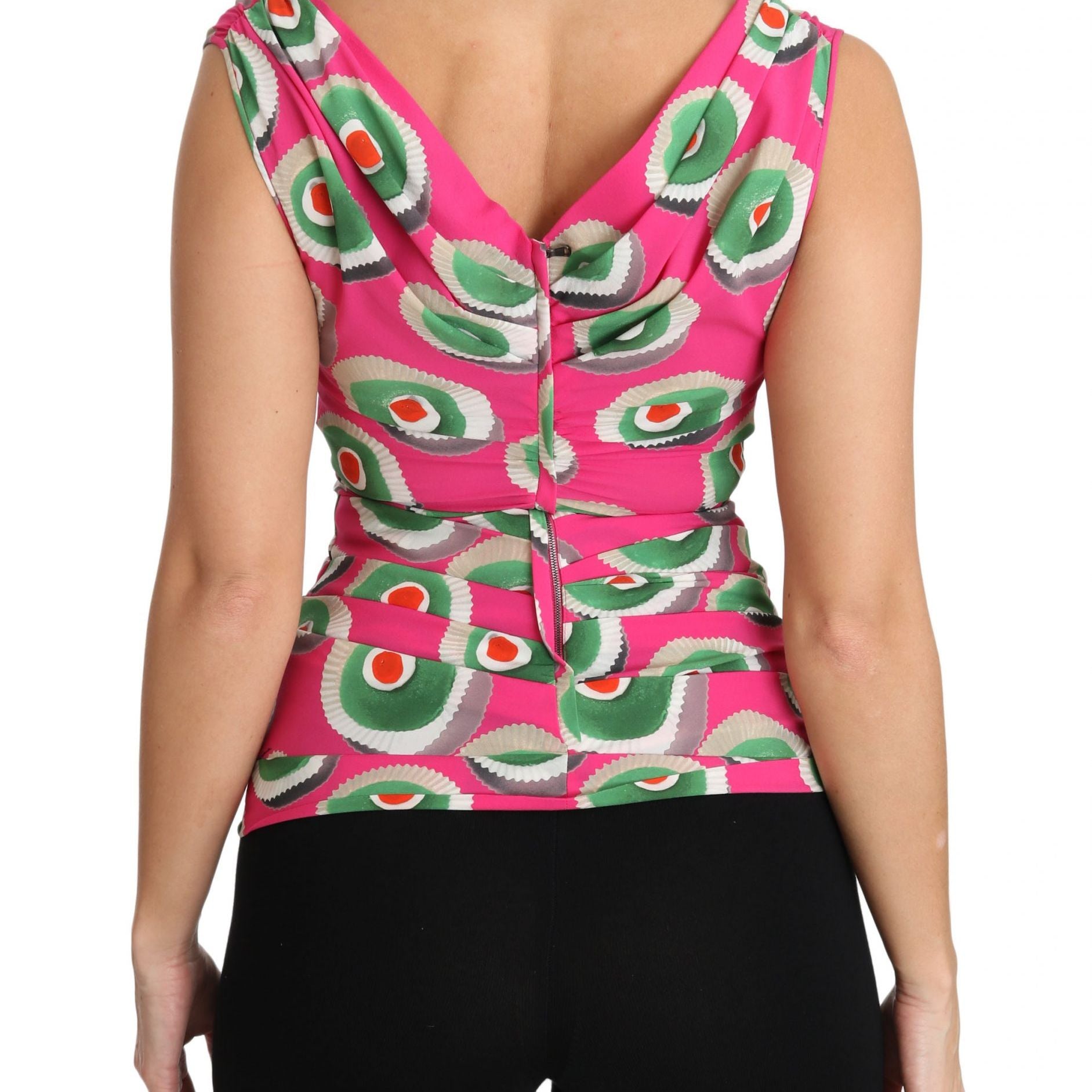 Dolce & Gabbana Pink Silk Stretch Sicilian Cake Top