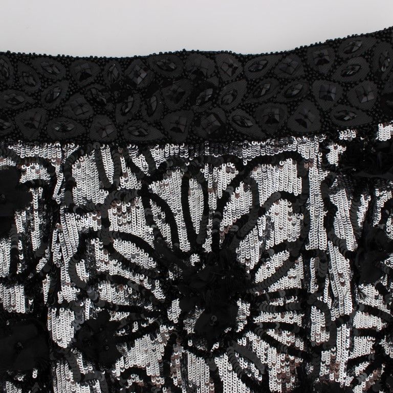 Dolce & Gabbana Black Crystal Sequined Mini Shorts