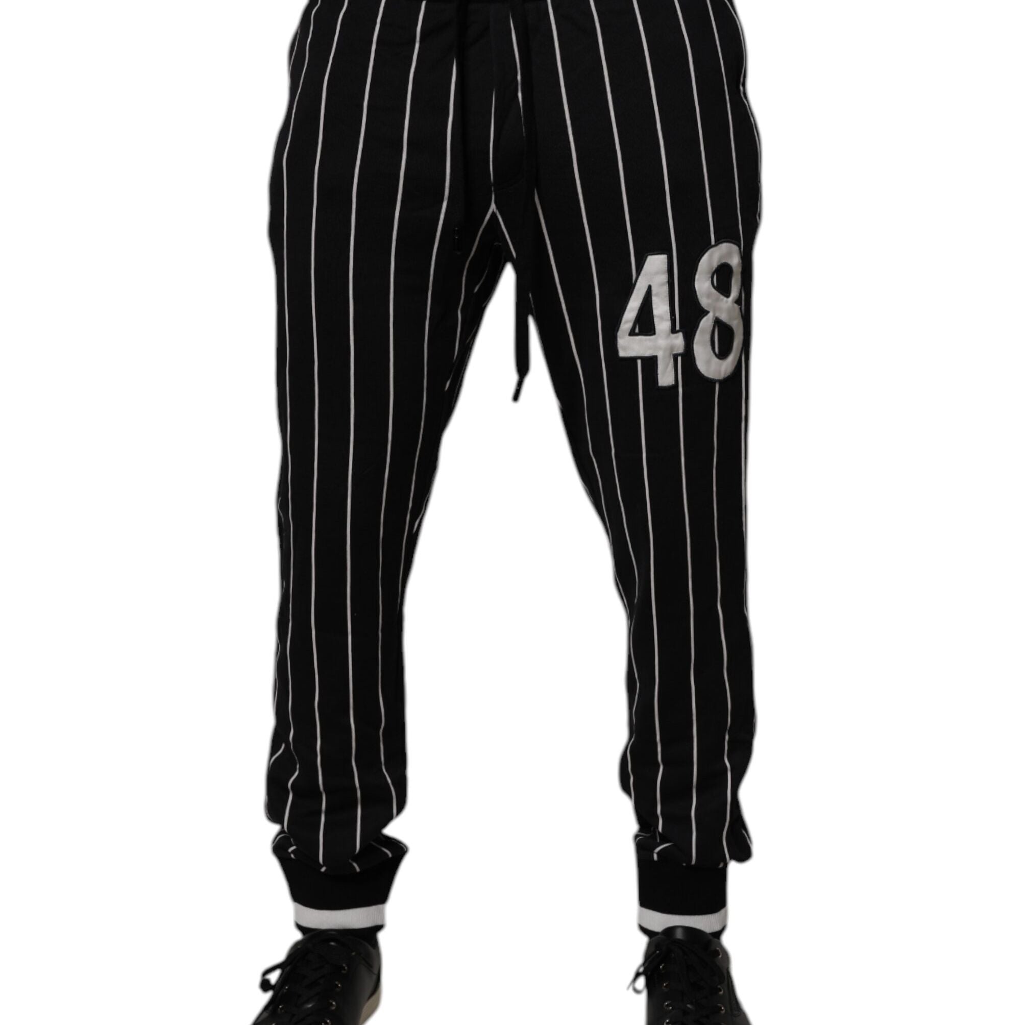 Dolce & Gabbana Black White Stripes Jogger Sweatpants Pants
