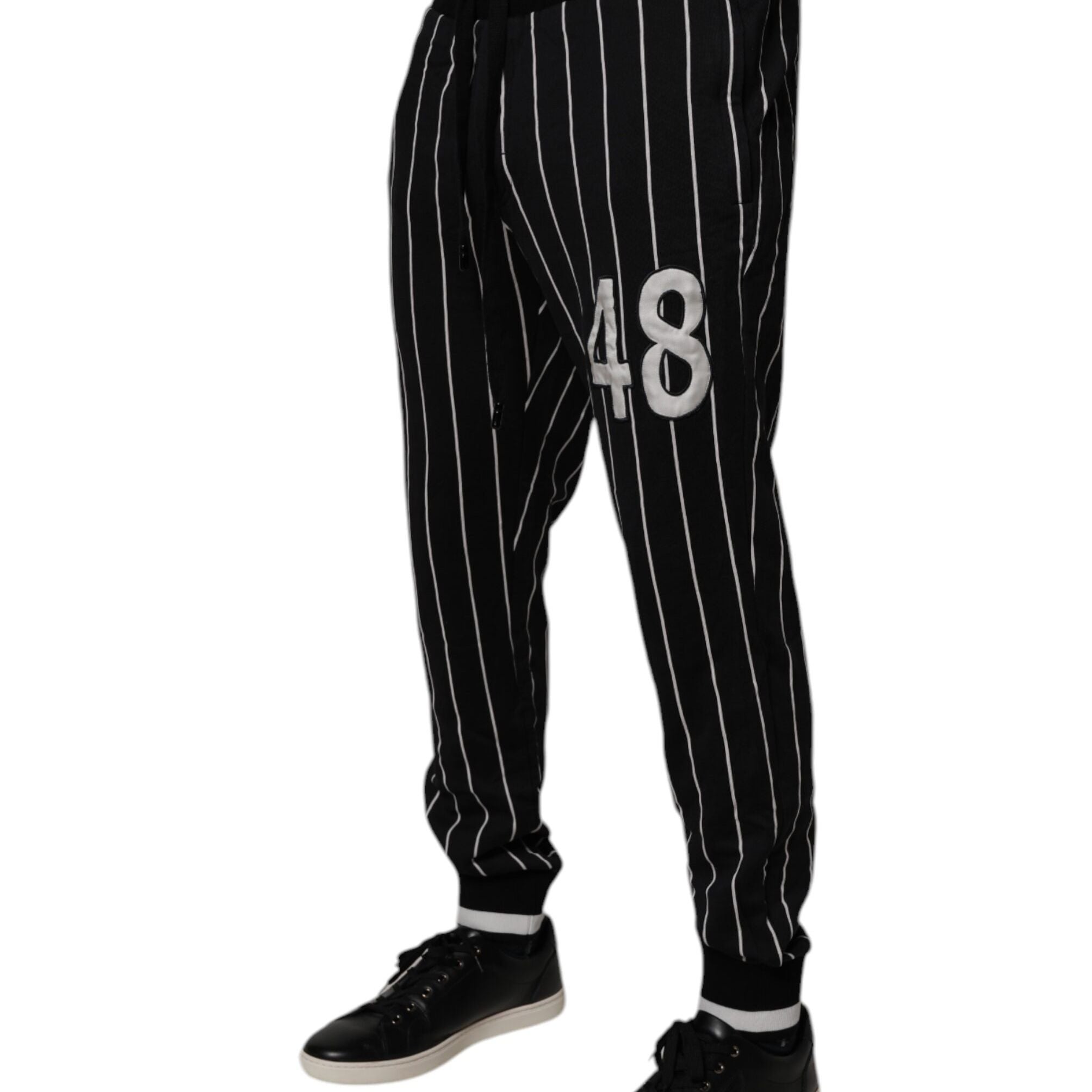 Dolce & Gabbana Black White Stripes Jogger Sweatpants Pants