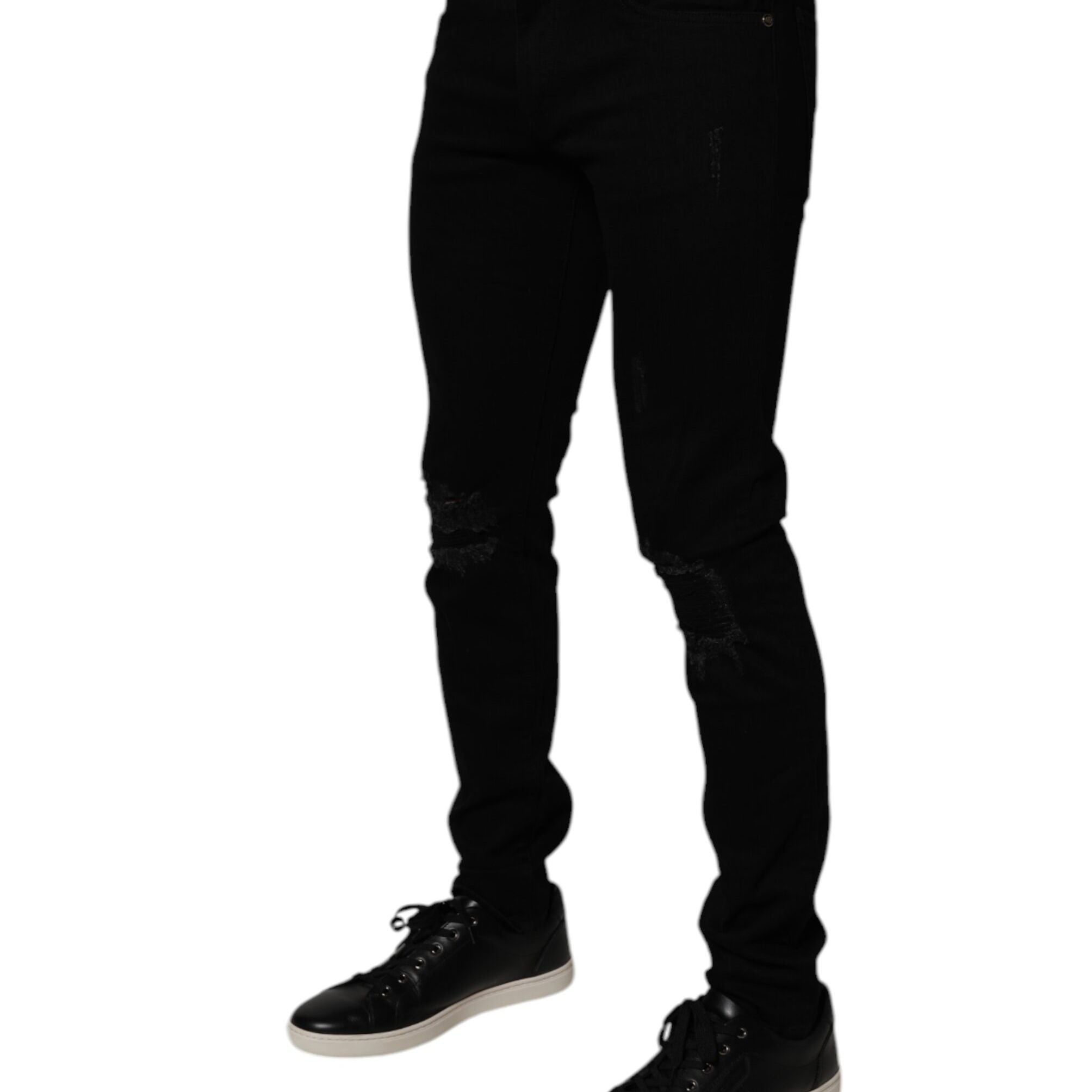 Dolce & Gabbana Black Cotton Stretch Skinny Men Denim Jeans
