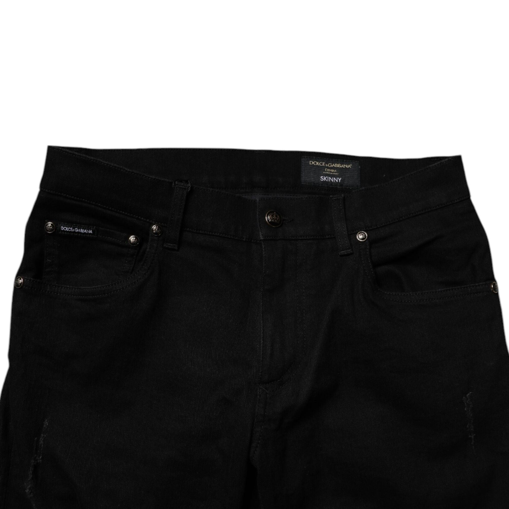 Dolce & Gabbana Black Cotton Stretch Skinny Men Denim Jeans